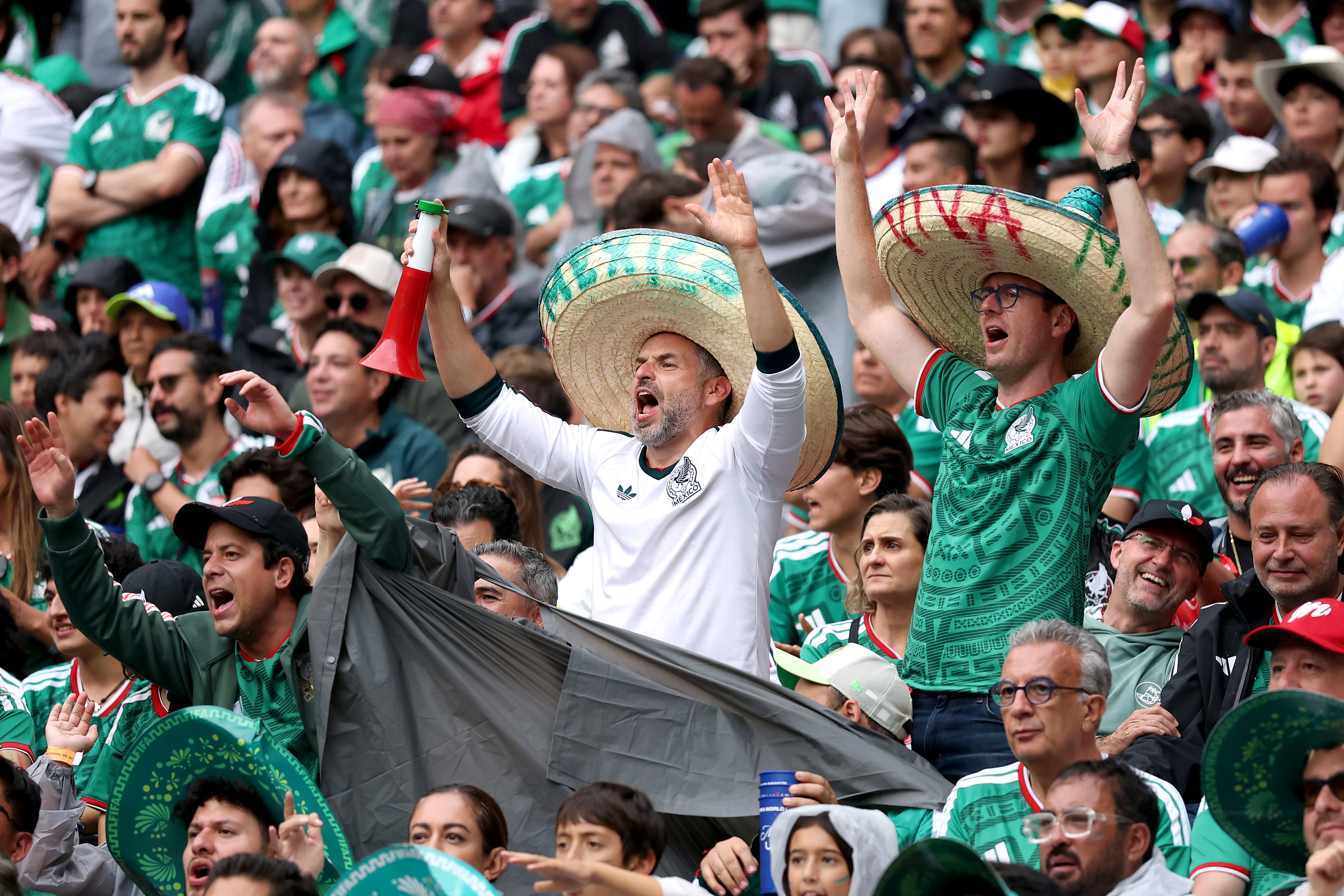 Mexican fans cheer in the stands during the Fifa World Cup 2026 opener