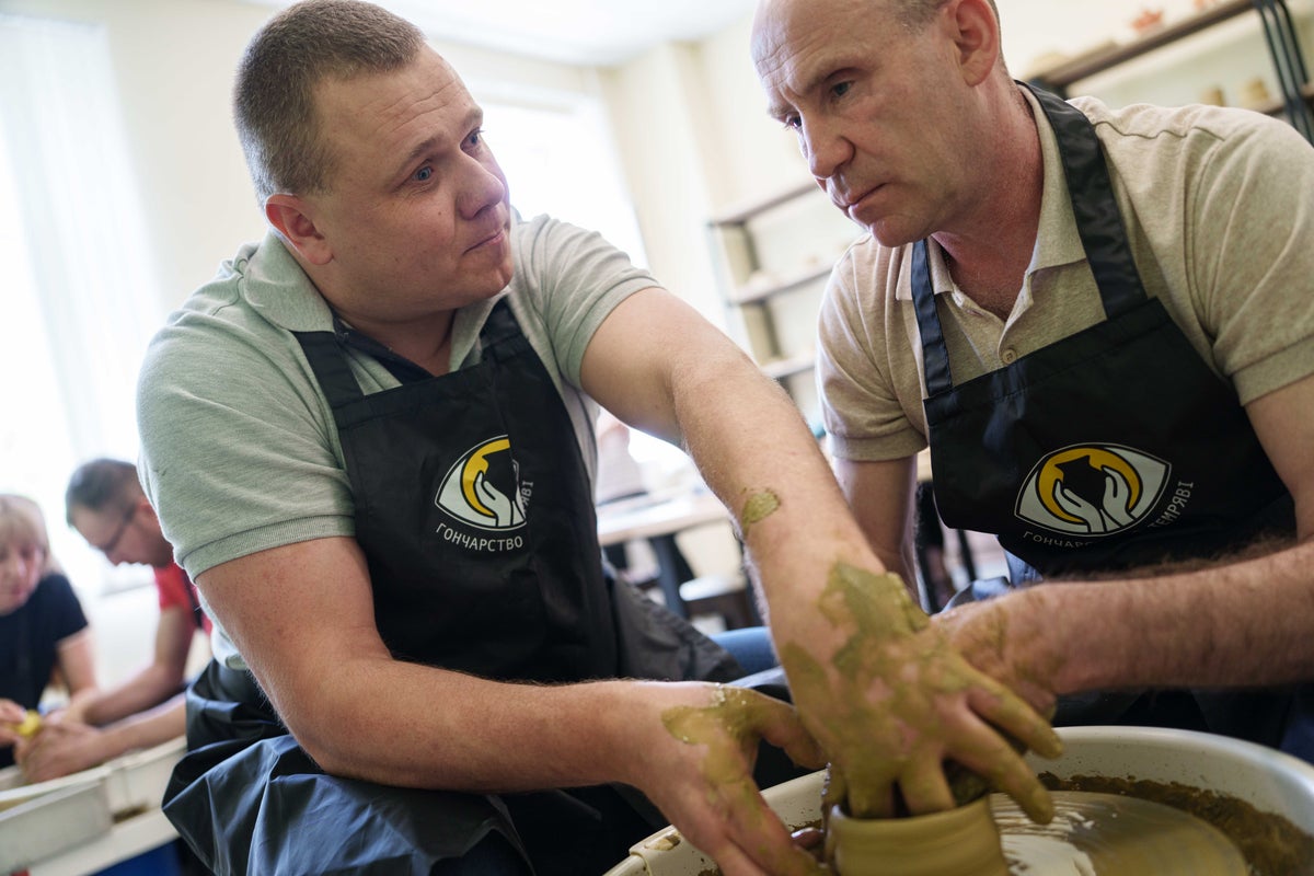A blind Ukrainian veteran turns pottery into a business and 