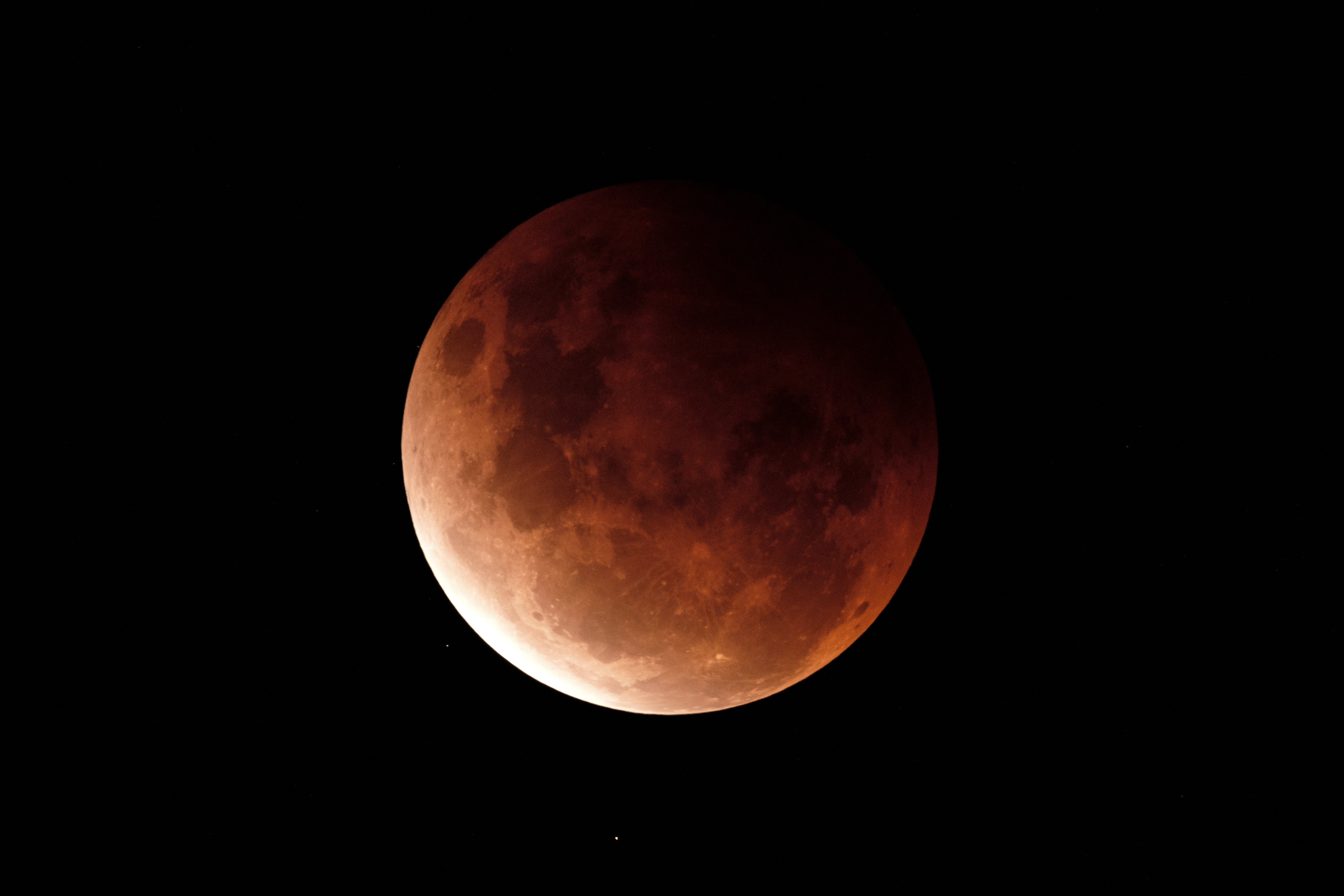 A near total lunar eclipse will be visible in eastern North America and all of South America beginning on August 27