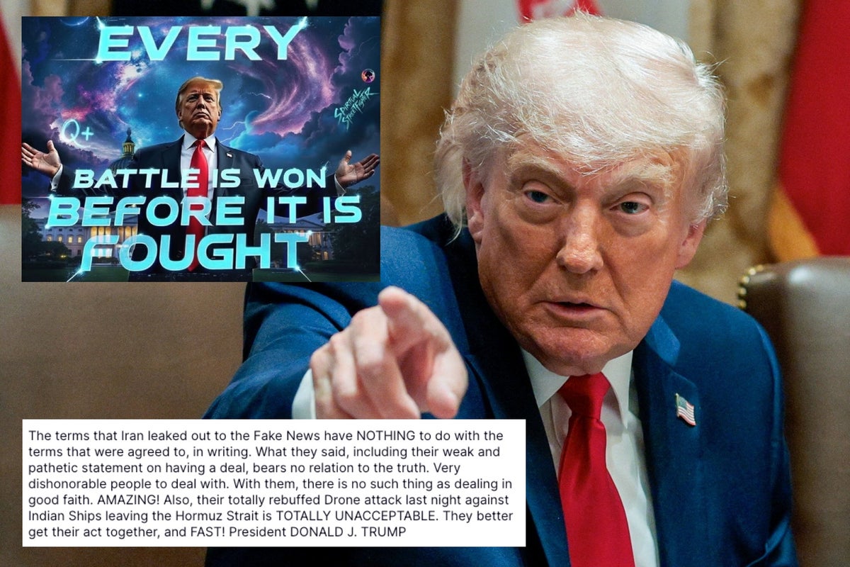 Trump goes on epic Truth Social blitz with QAnon-linked meme and images showing the work to remodel DC
