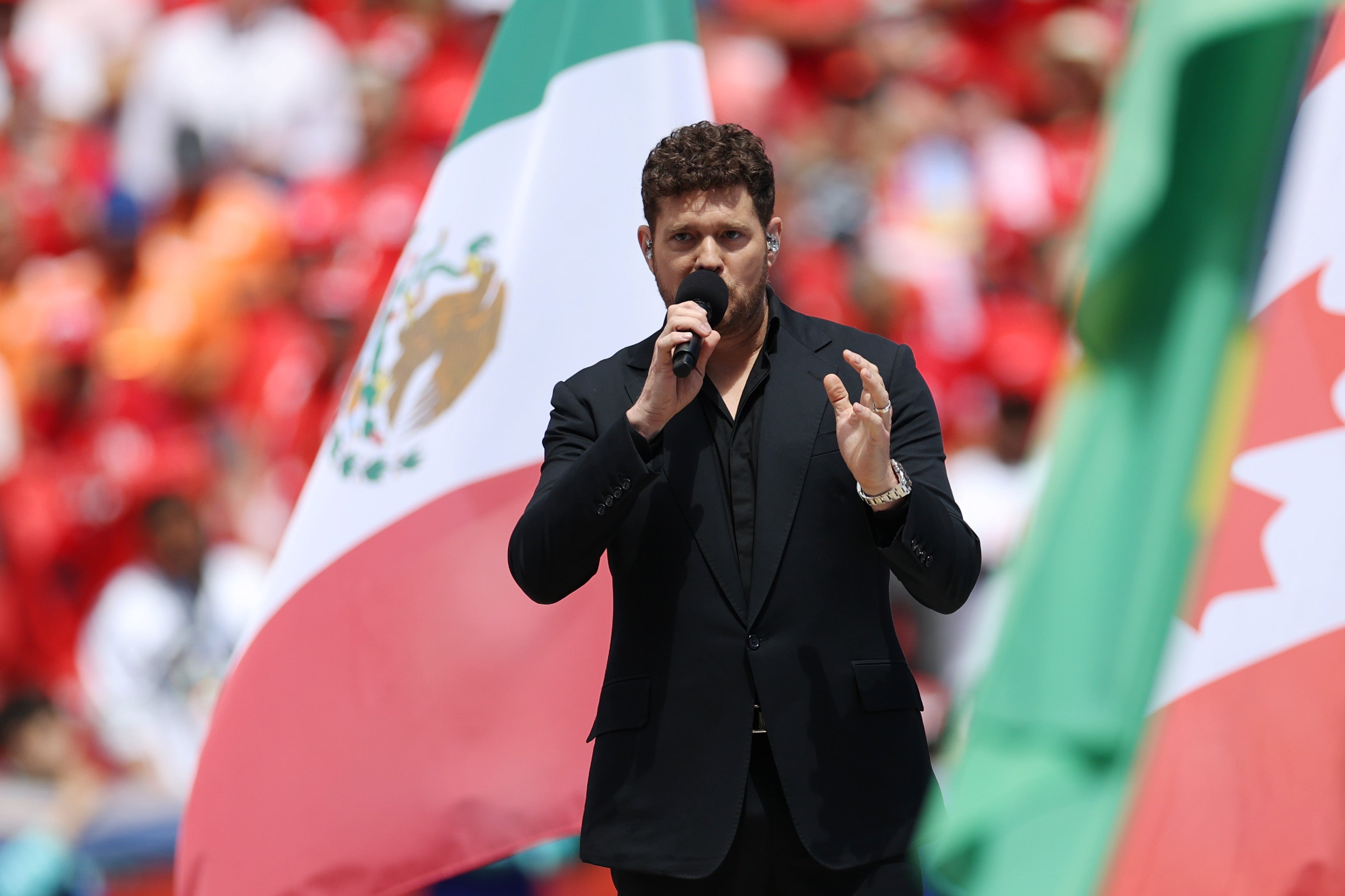 Michael Buble at the opening ceremony in Toronto