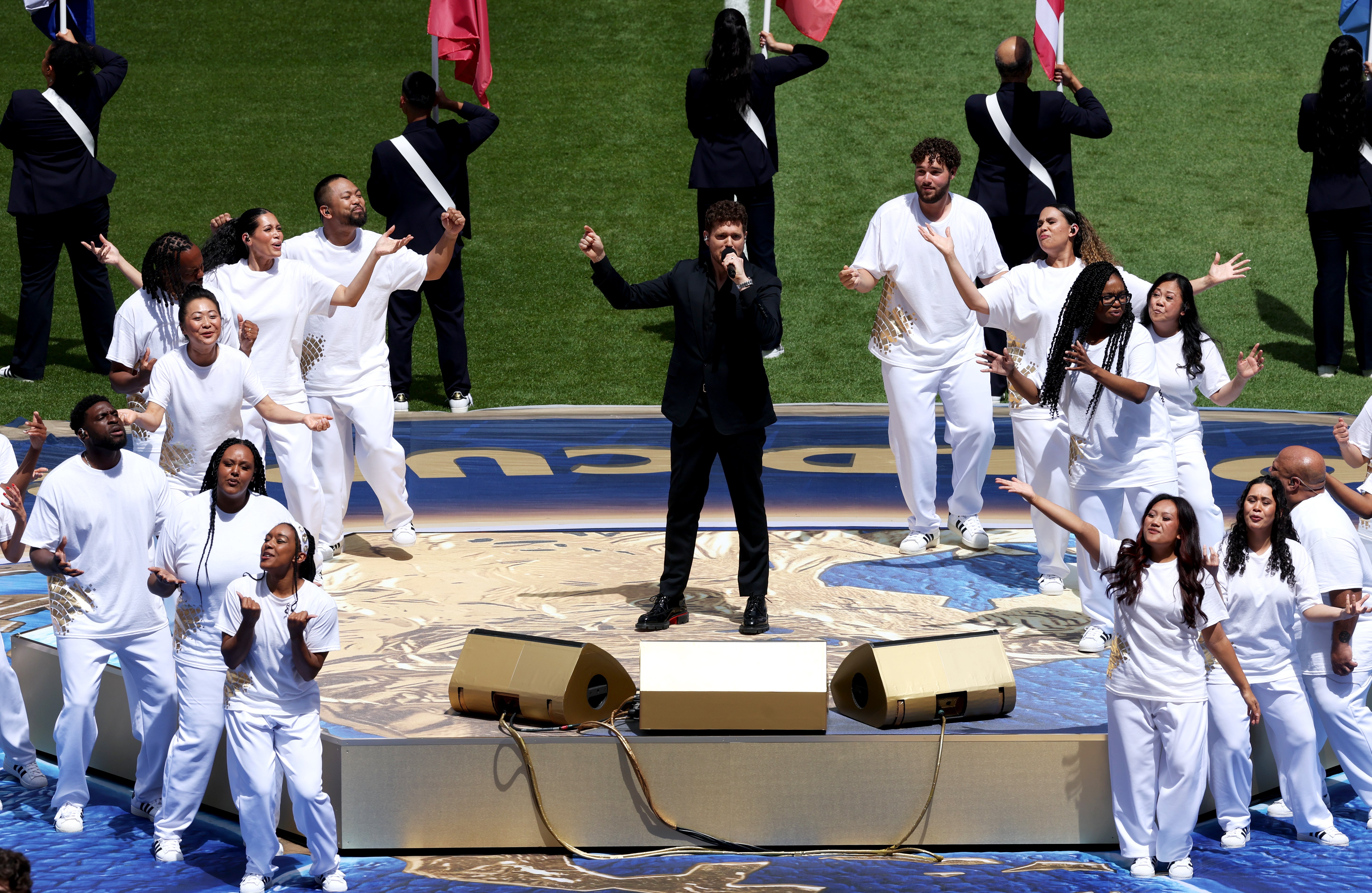 Michael Bublé performed during the Parade of Nations before the FIFA World Cup 2026 Group B match between Canada and Bosnia and Herzegovina at Toronto Stadium
