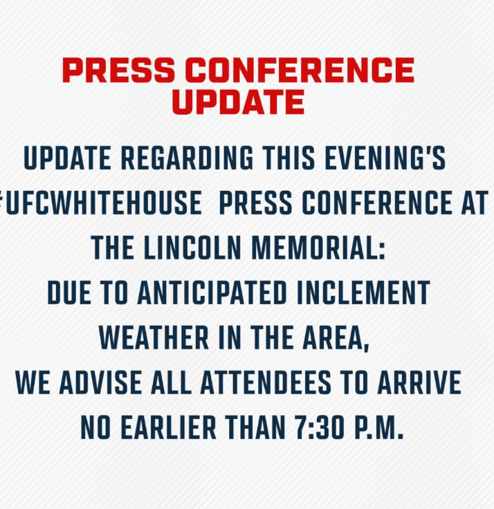 UFC issues weather update ahead of planned press conference (UFC / Instagram)