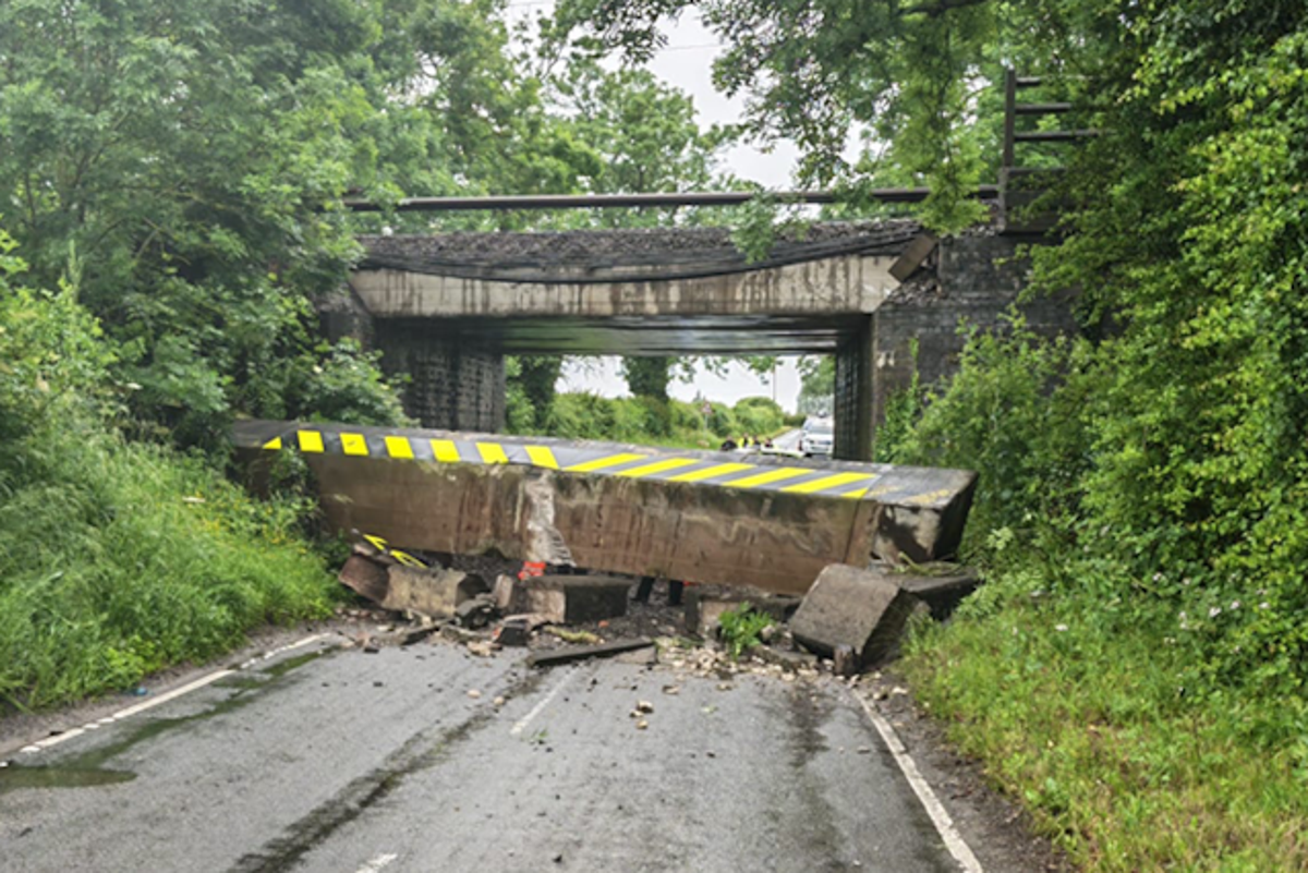 Railway bridge collapses after lorry crash causing major travel disruption