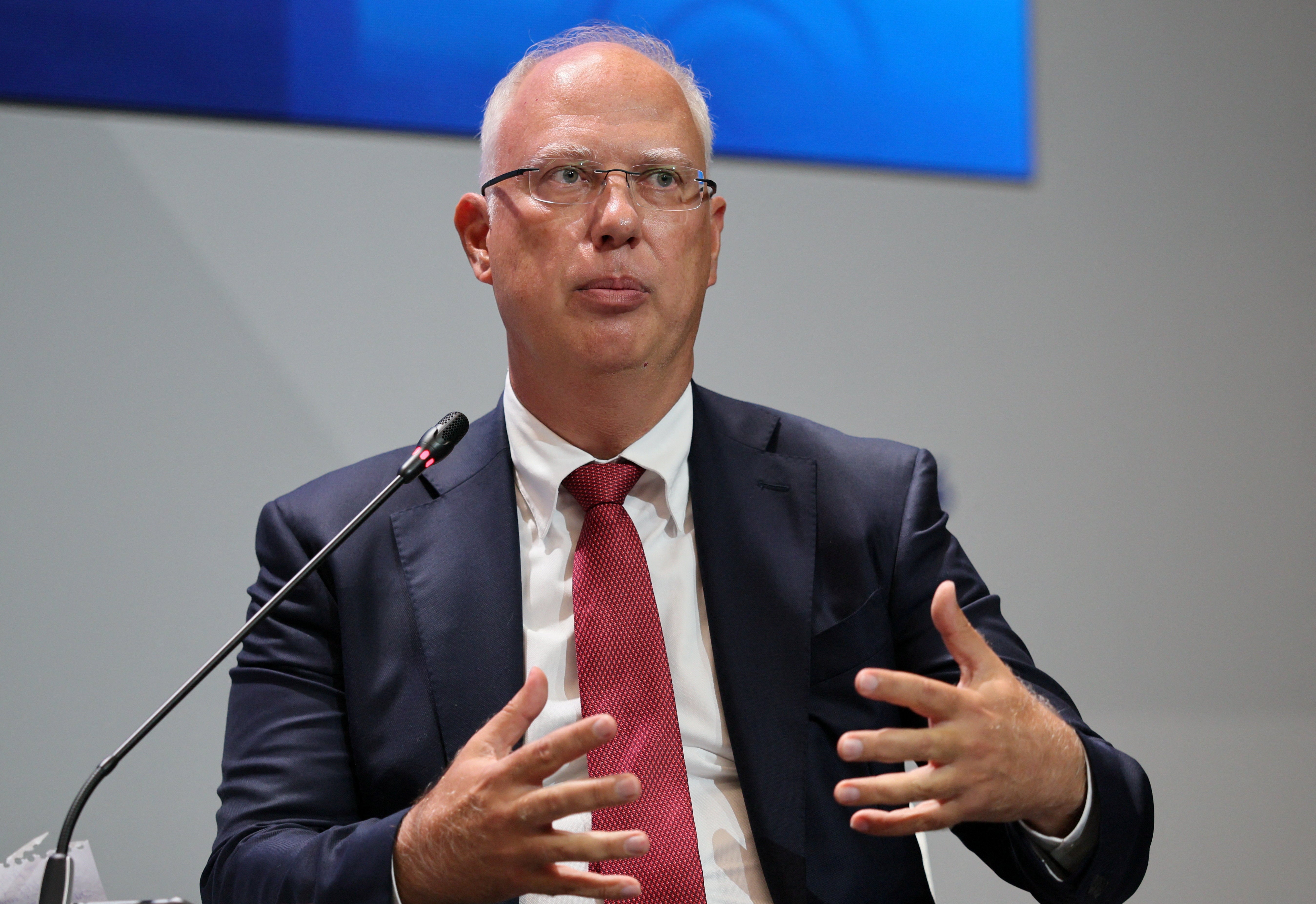 Kirill Dmitriev, the Russian presidential envoy and head of the Russian Direct Investment Fund, attends a session at the St. Petersburg International Economic Forum (SPIEF) in Saint Petersburg, Russia June 4, 2026. REUTERS/Anastasia Barashkova