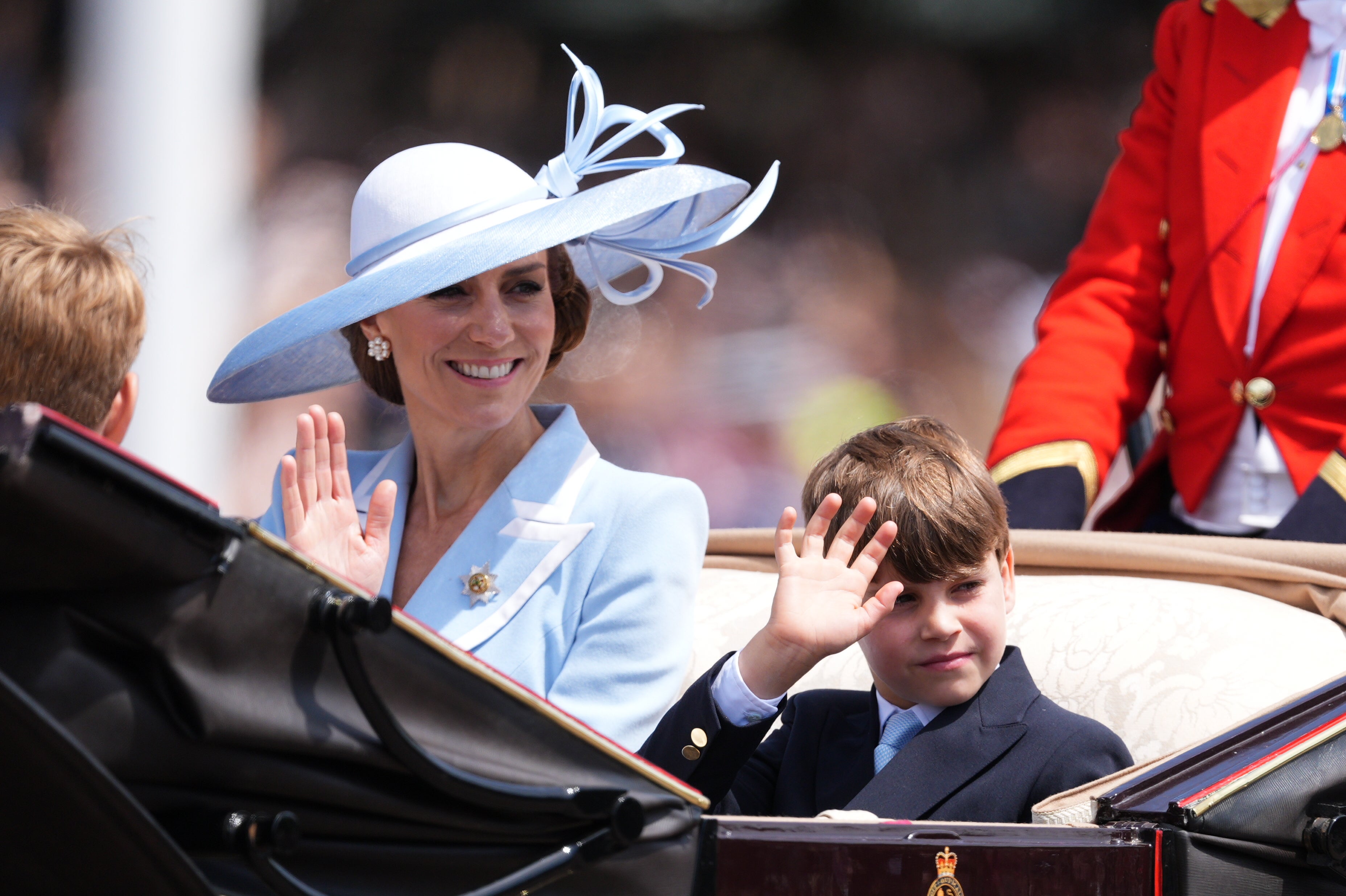 Prince Louis and the Princess of Wales return by carriage to Buckingham Palace (PA)