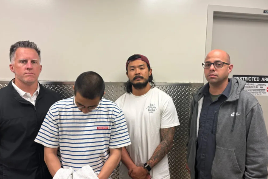 Kim, pictured with his head down, is expected to face prosecution in both Santa Clara and Orange counties for the alleged murders