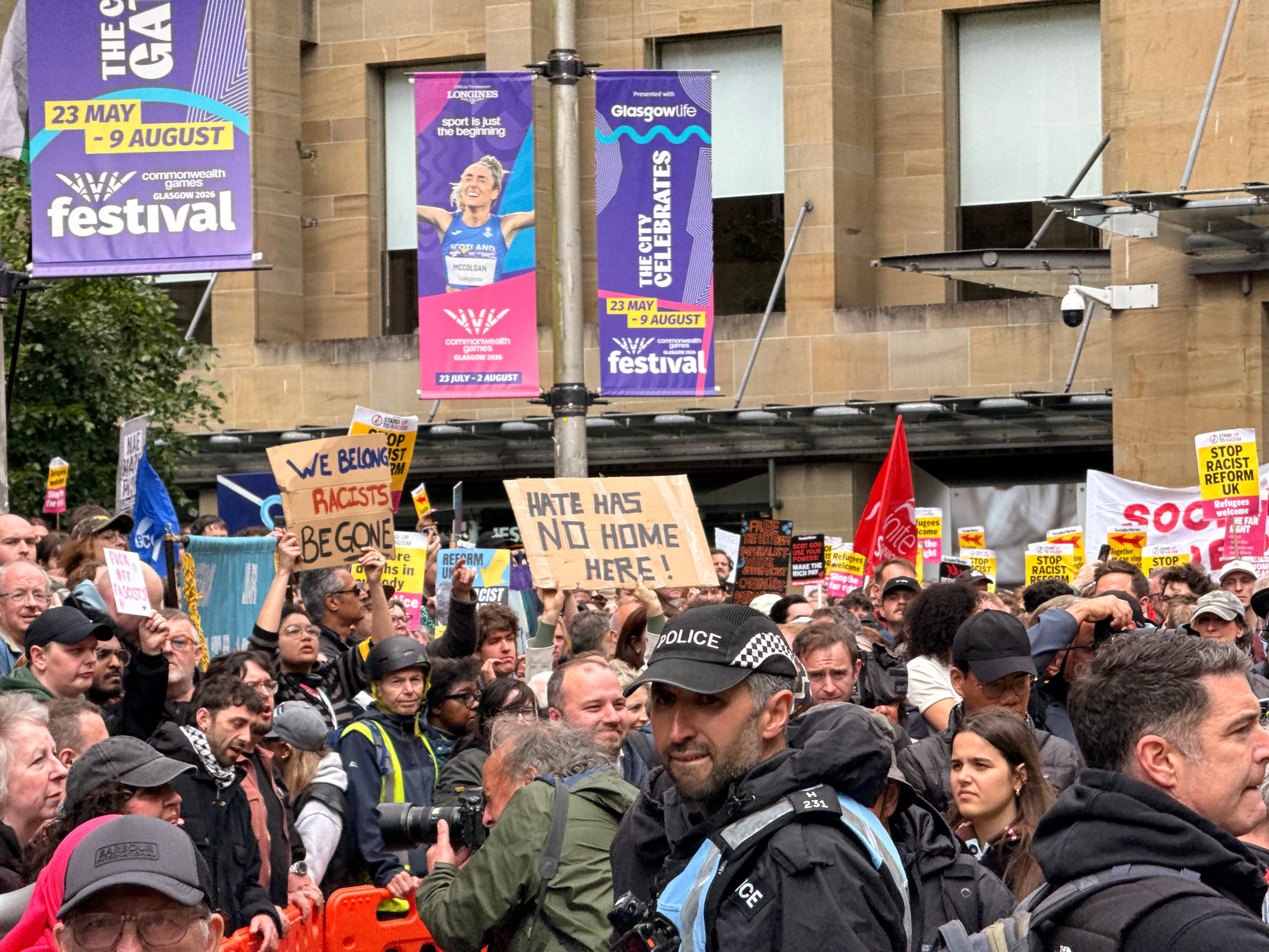 The rally was held following days of unrest in Scotland (PA)