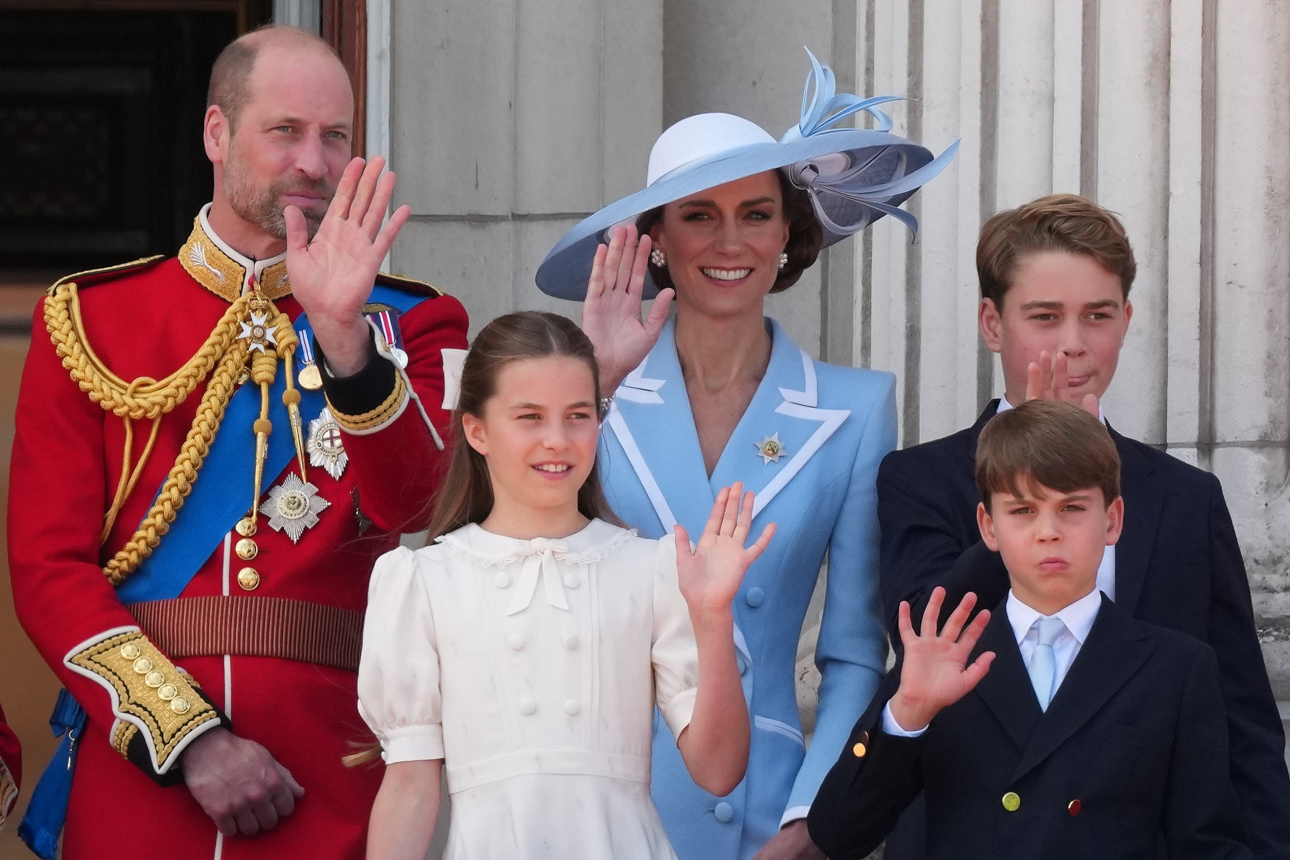 William, Kate and their children waved to the crowd from the Buckingham Palace balcony