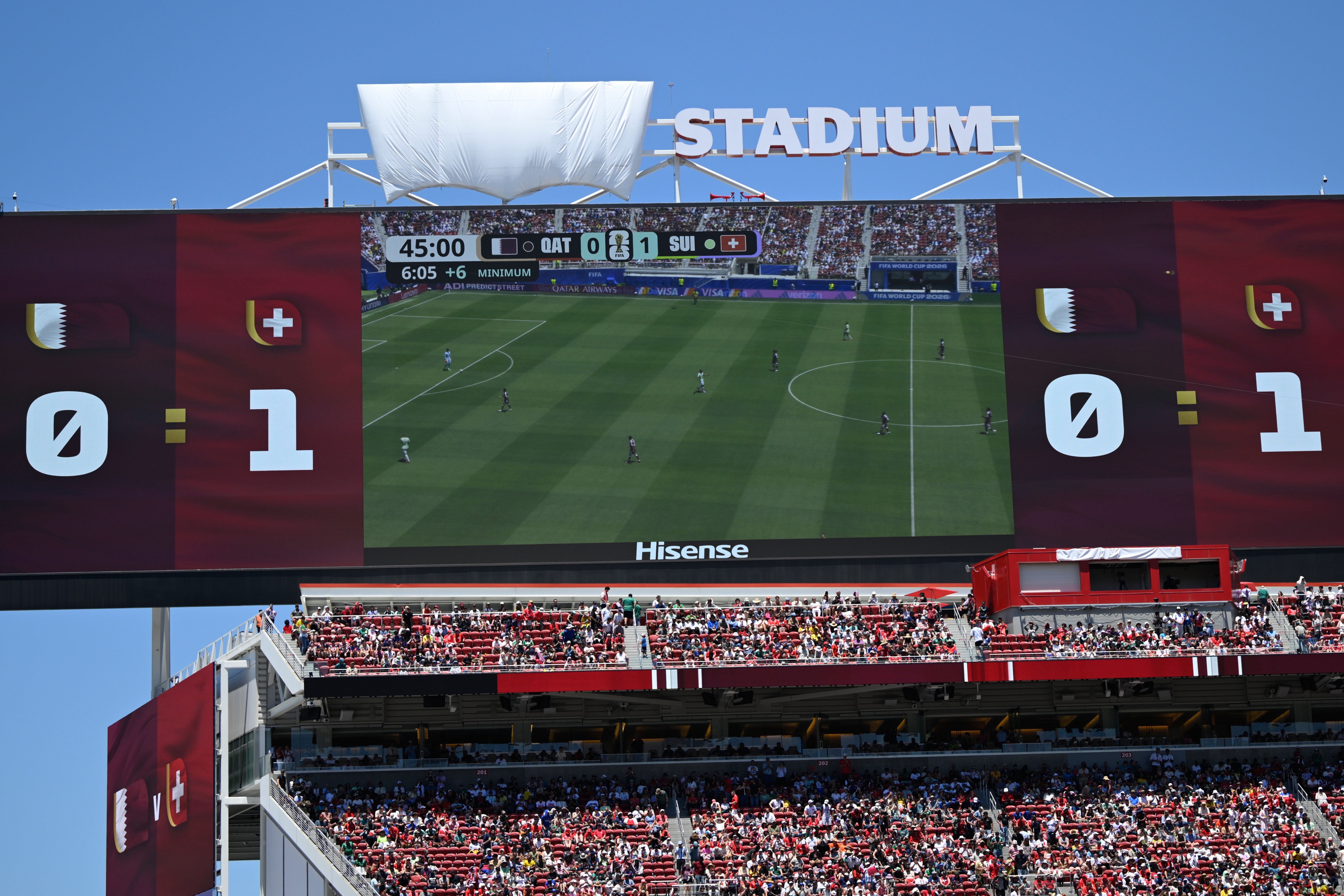 Parts of the upper tiers in Qatar v Switzerland were sparsely populated