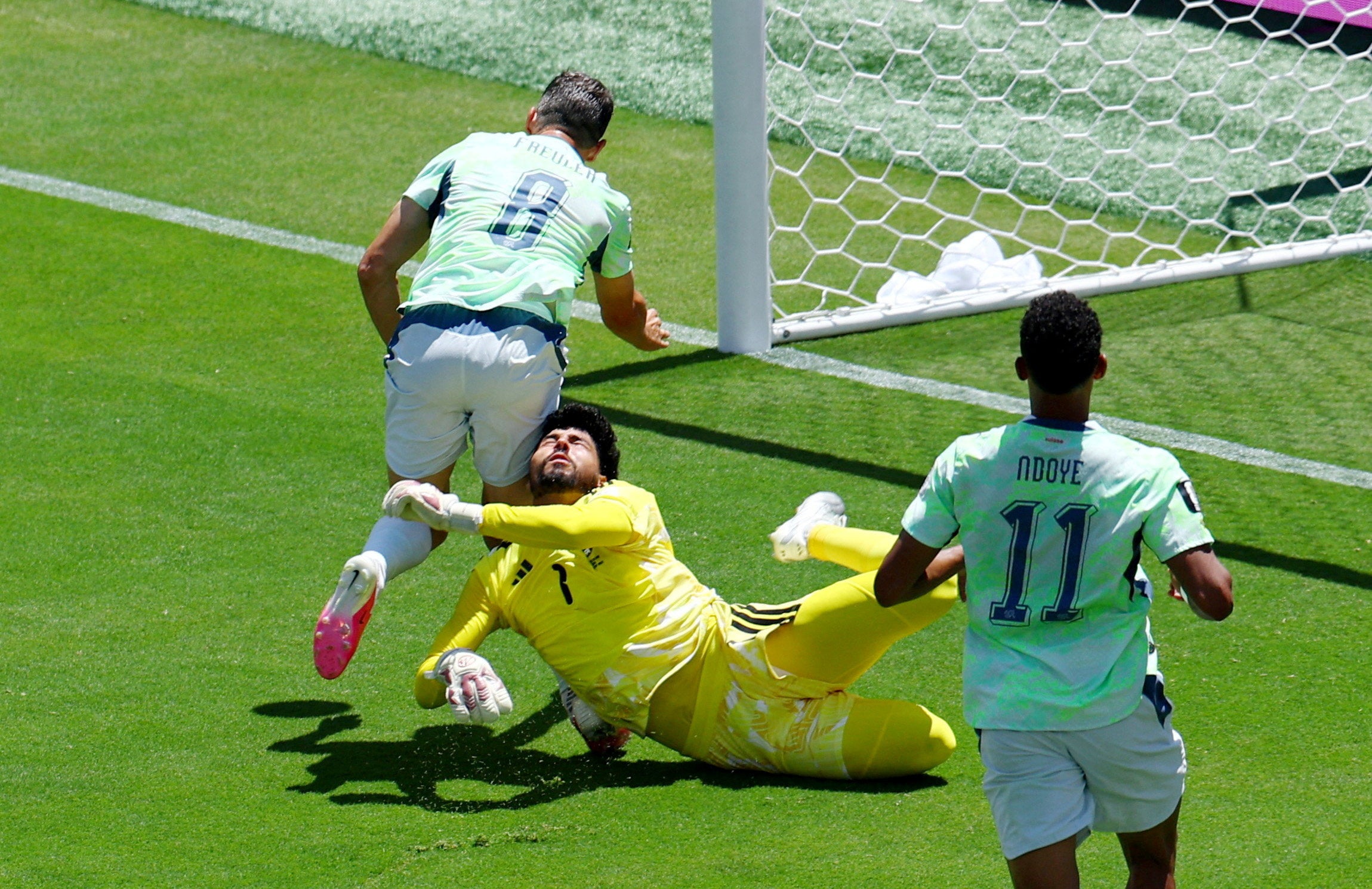 Mahmoud Abunada fouled Remo Freuler but the Swiss star may have been offside during the build-up