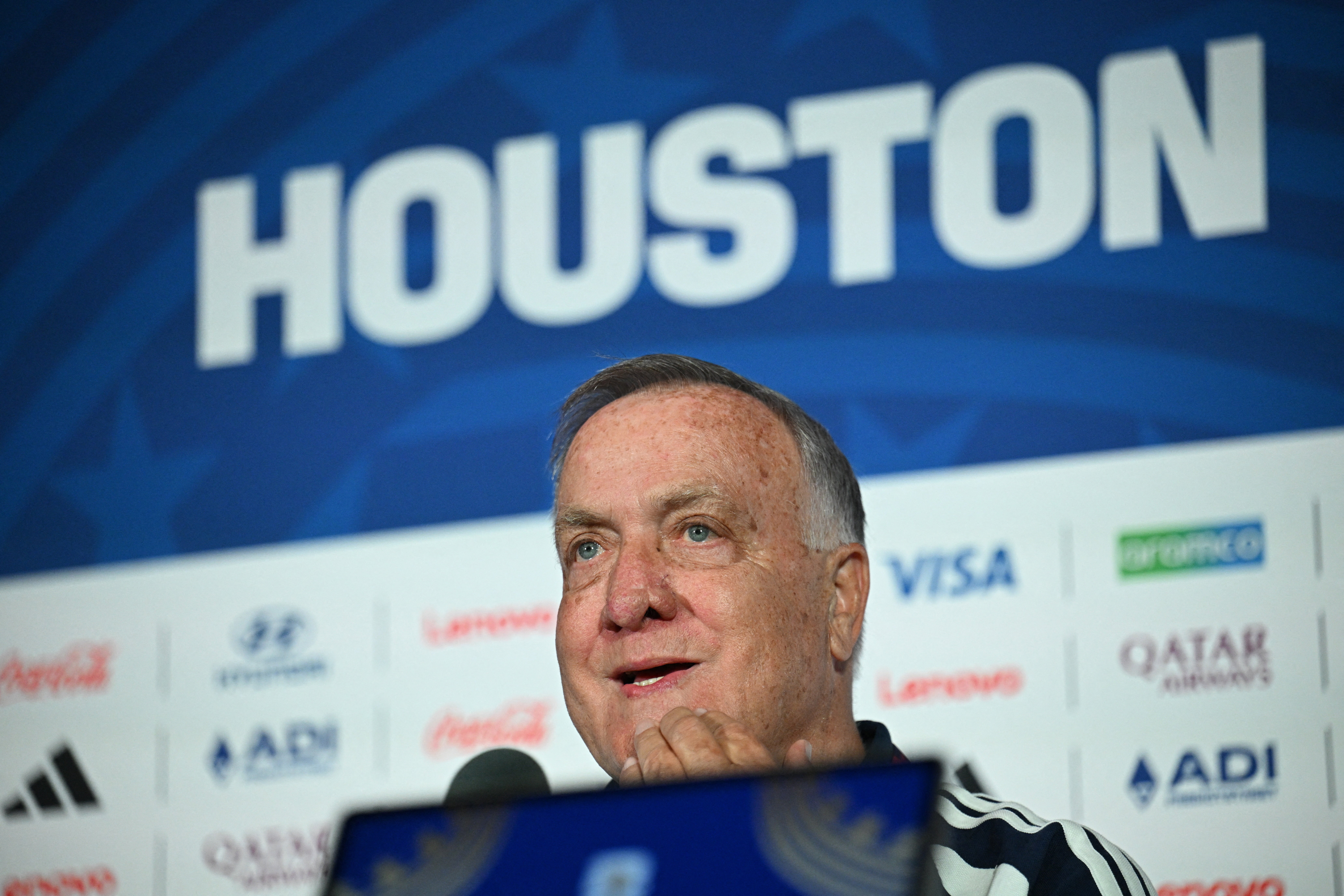 Dick Advocaat speaks to the media in Houston (Reuters)