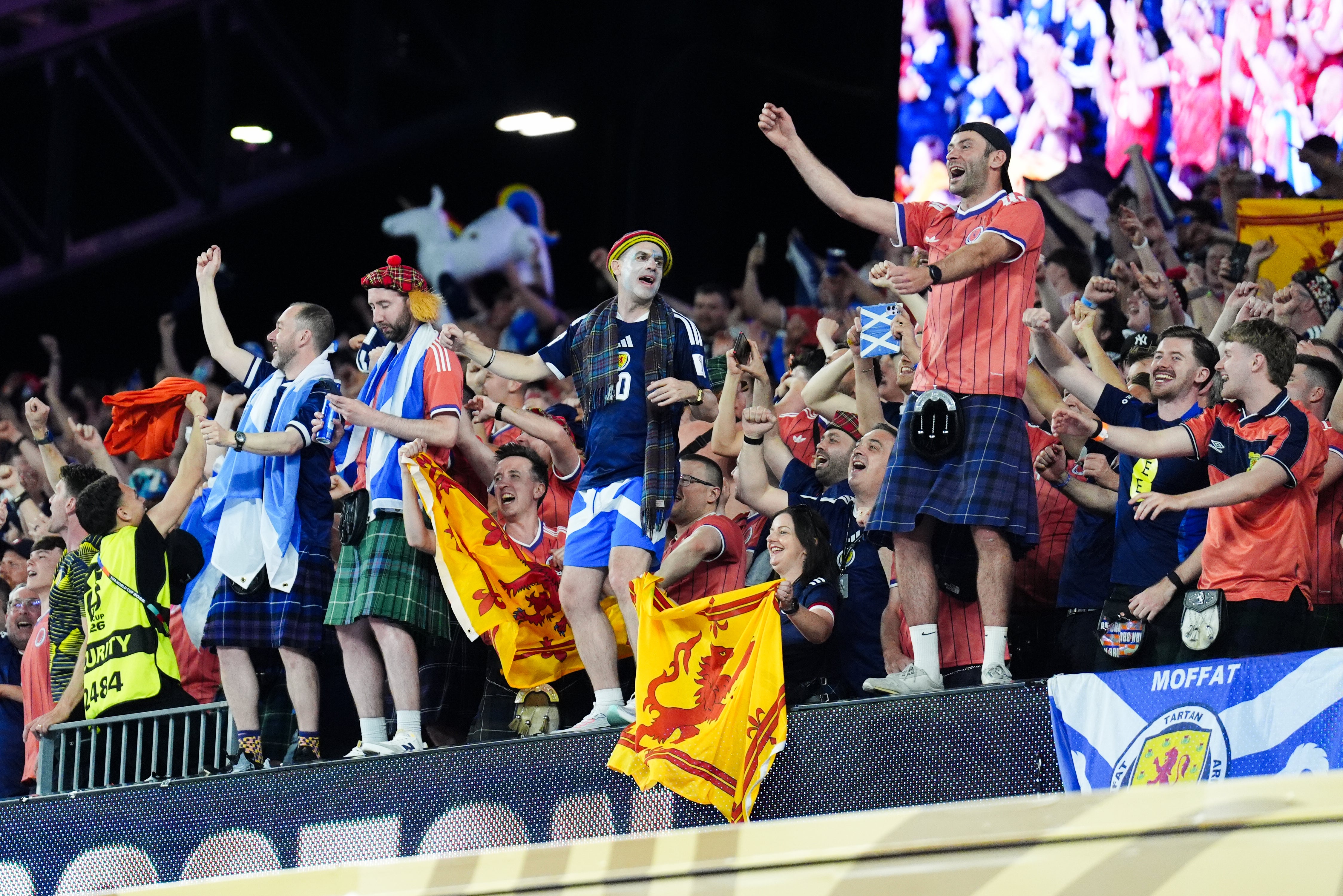 Scotland fans following the FIFA World Cup Group C match at the Boston Stadium