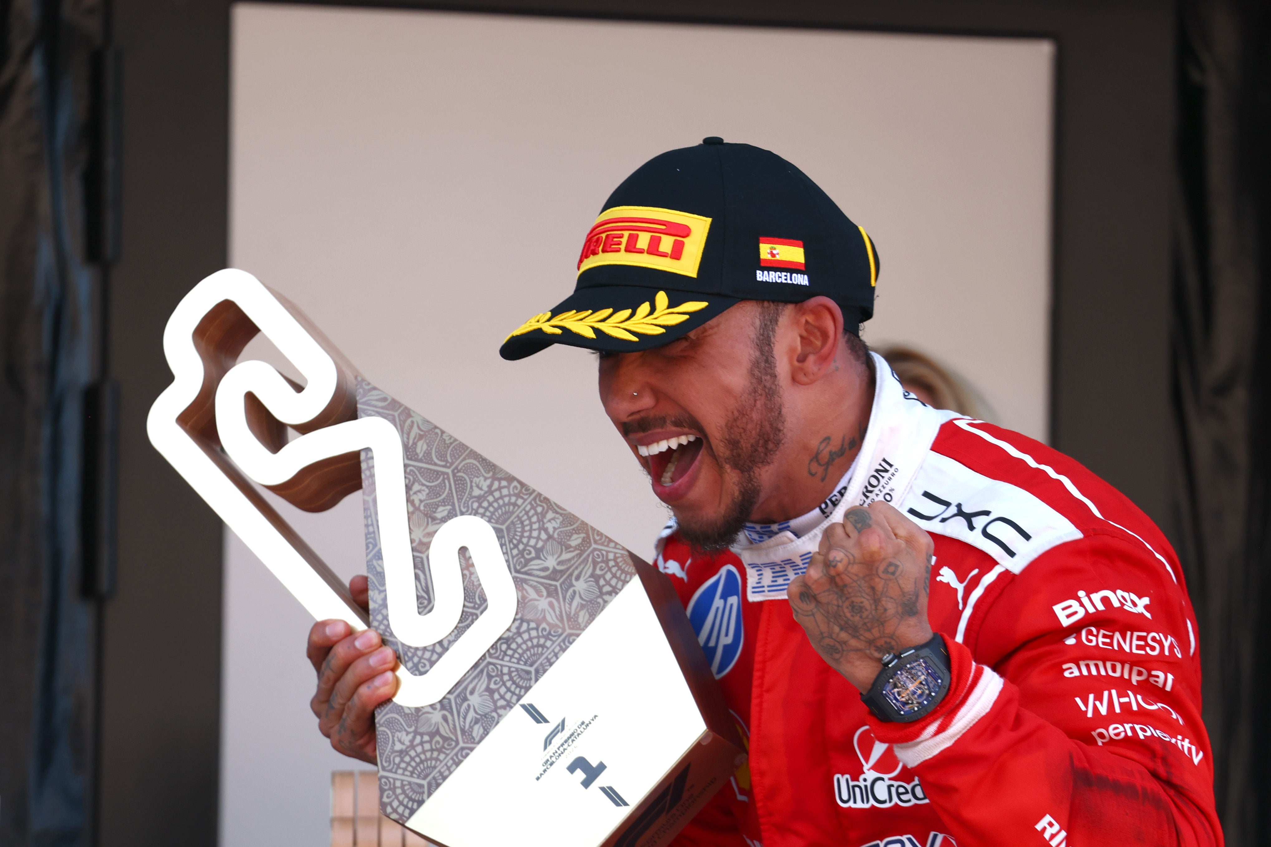 independent.co.uk - Kieran Jackson - Lewis Hamilton claims glorious first Ferrari F1 victory in Barcelona - latest: