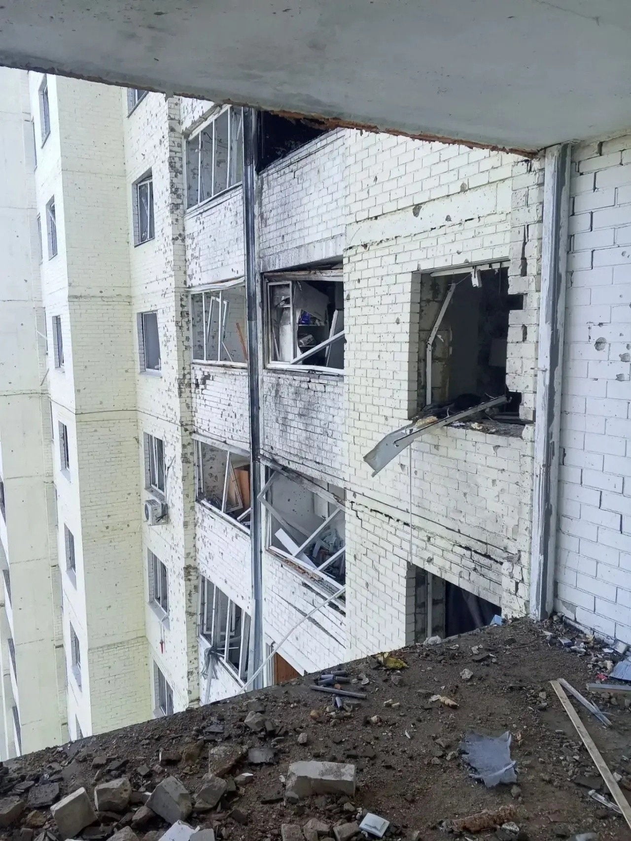 Aftermath of a Ukrainian drone attack in Oryol