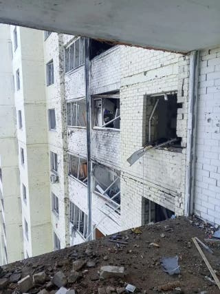 Aftermath of a Ukrainian drone attack in Oryol