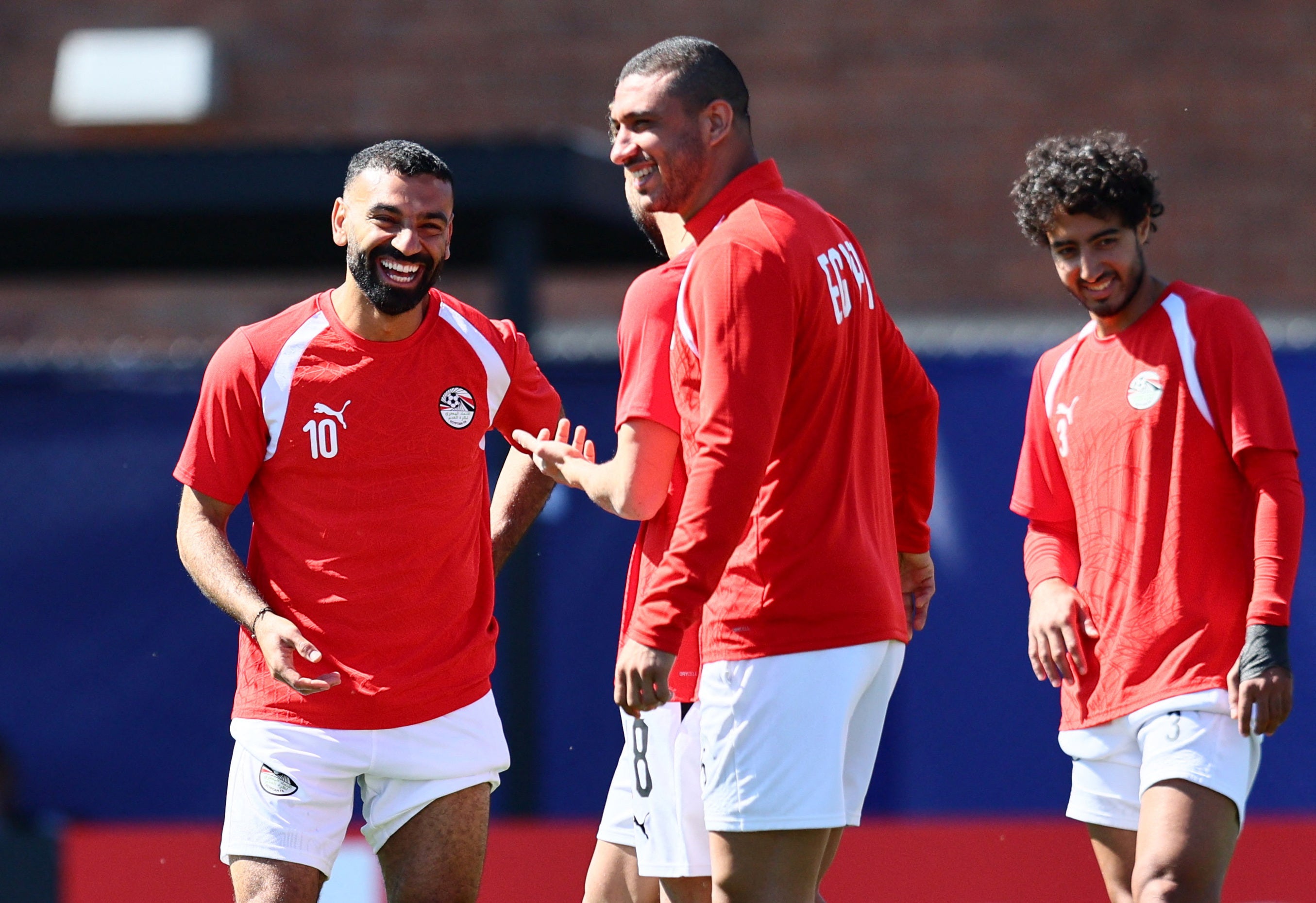 Egypt's Mohamed Salah and Ramy Rabia during training
