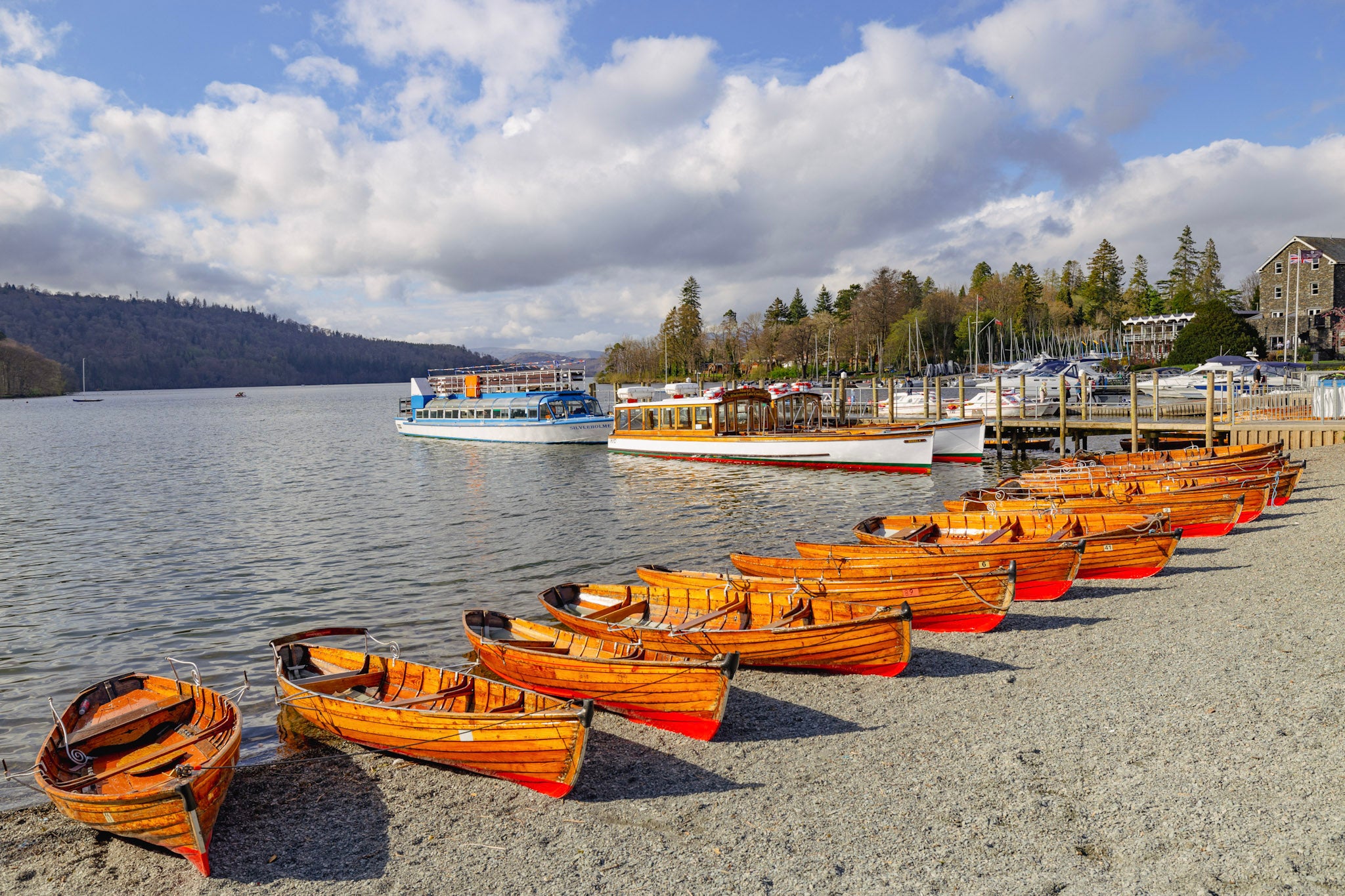 Rowing boats on the shore of Lake Windermere