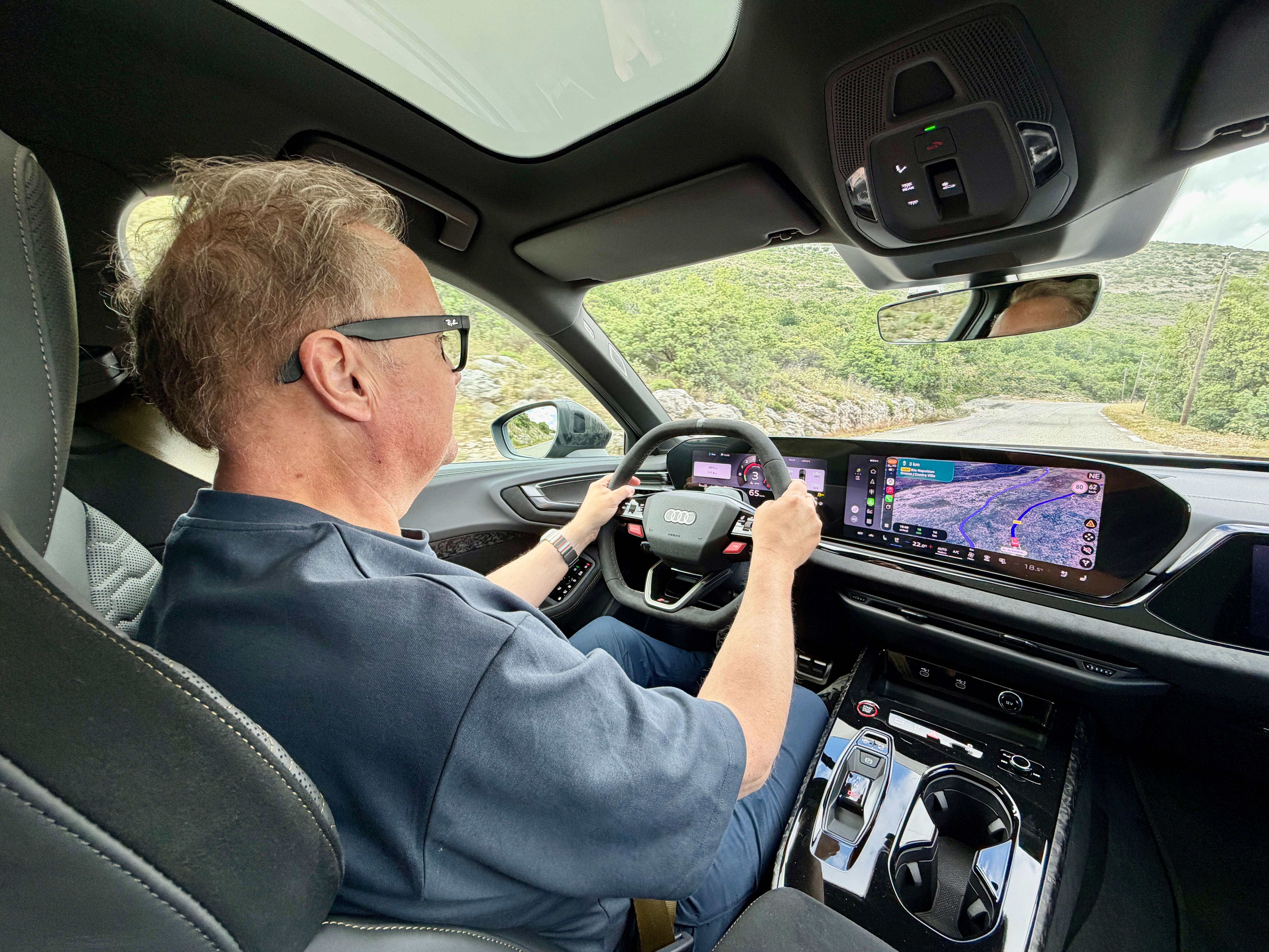 The Audi RS 5 gets bags of tech, but the infotainment screen is overloaded and difficult to fathom at times (Steve Fowler)