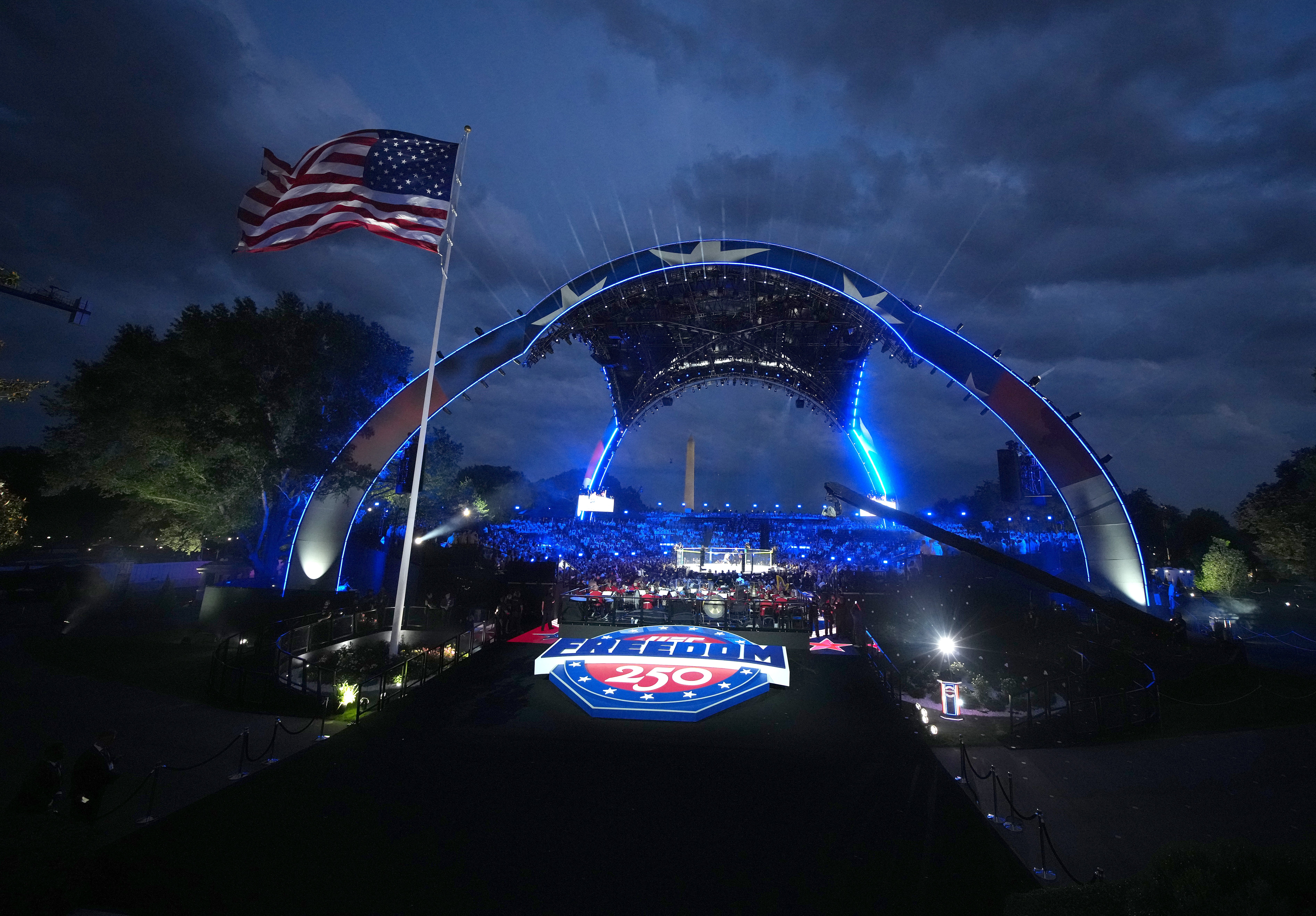 The UFC Freedom 250 extravaganza kicked off at the White House on Sunday, with thousands of fans gathering around an octagon erected on the South Lawn