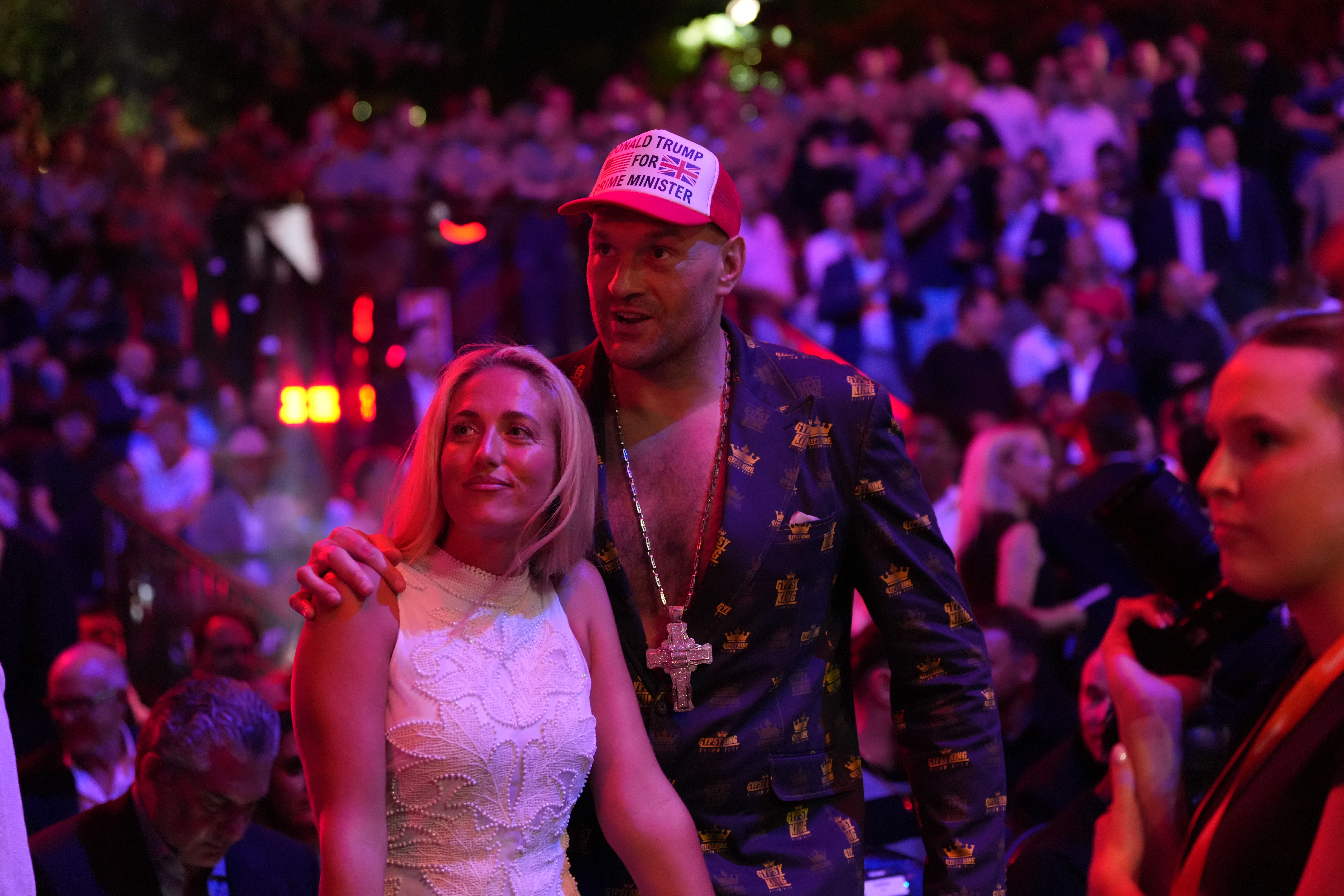 Tyson Fury with his wife Paris at UFC Freedom 250