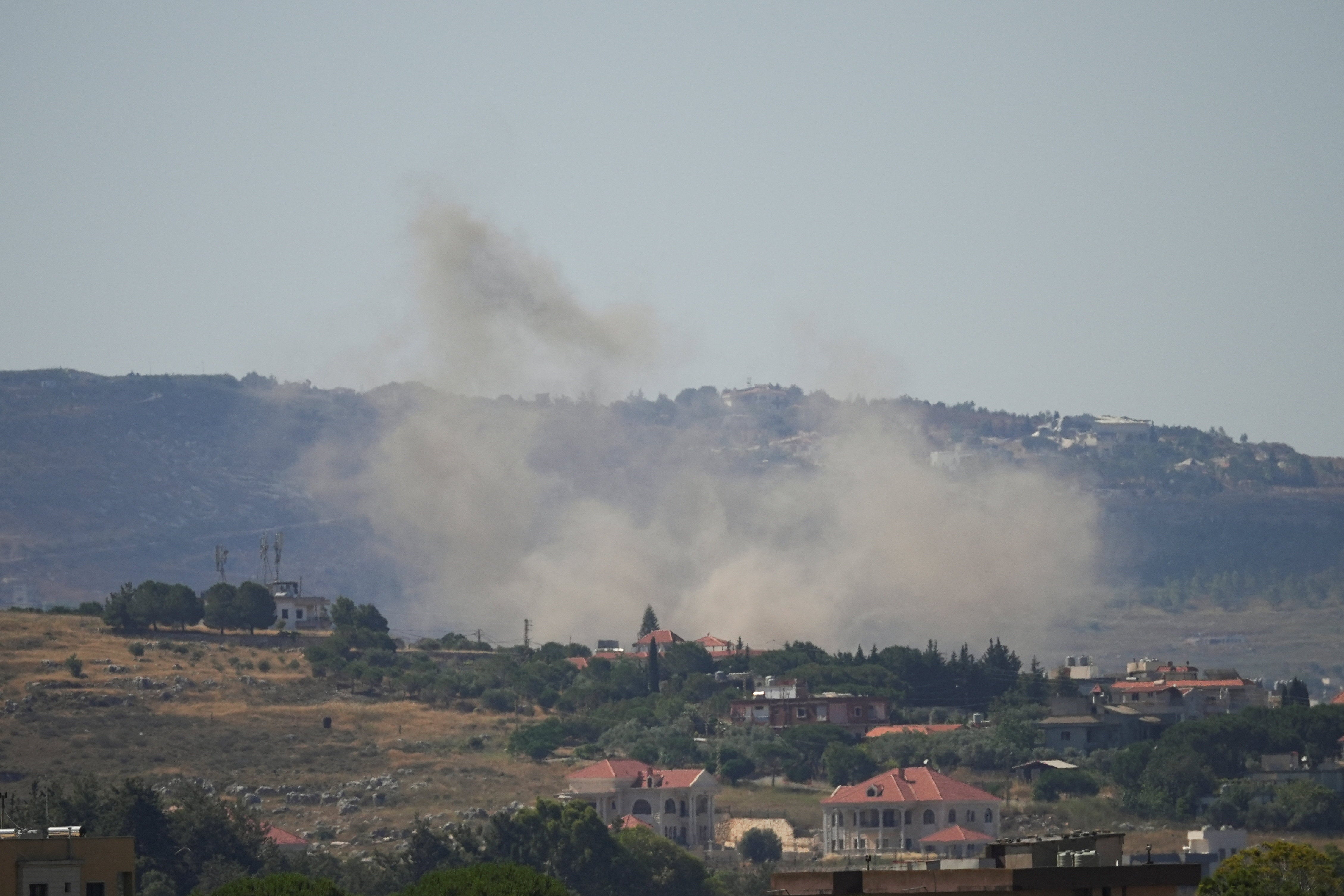 Smoke rises following an Israeli strike in Nabatieh, Lebanon, on Monday 15 June