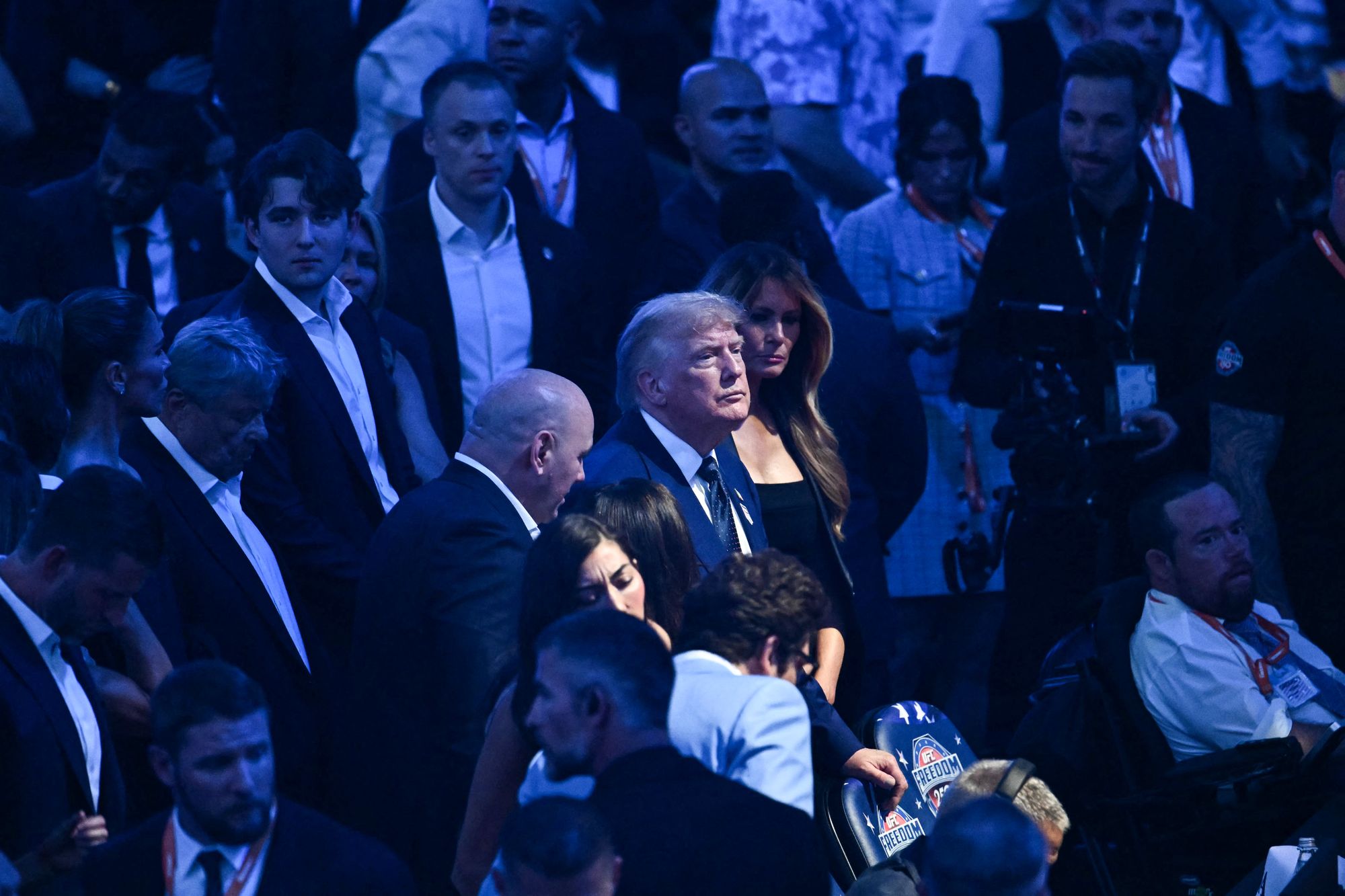 Donald Trump and his family members attend tonight's UFC Freedom 250 event on the White House South Lawn