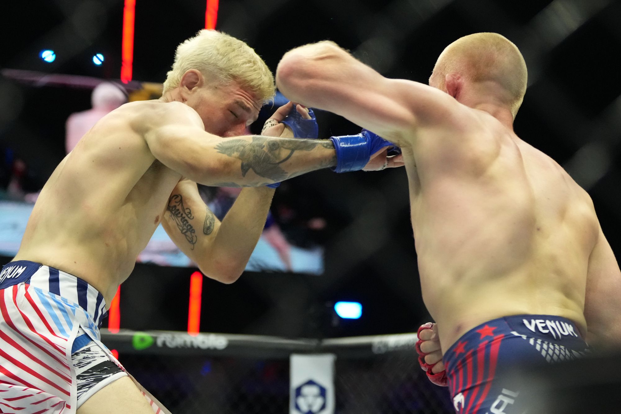 Kyle Daukaus (left) fights Bo Nickal at the White House