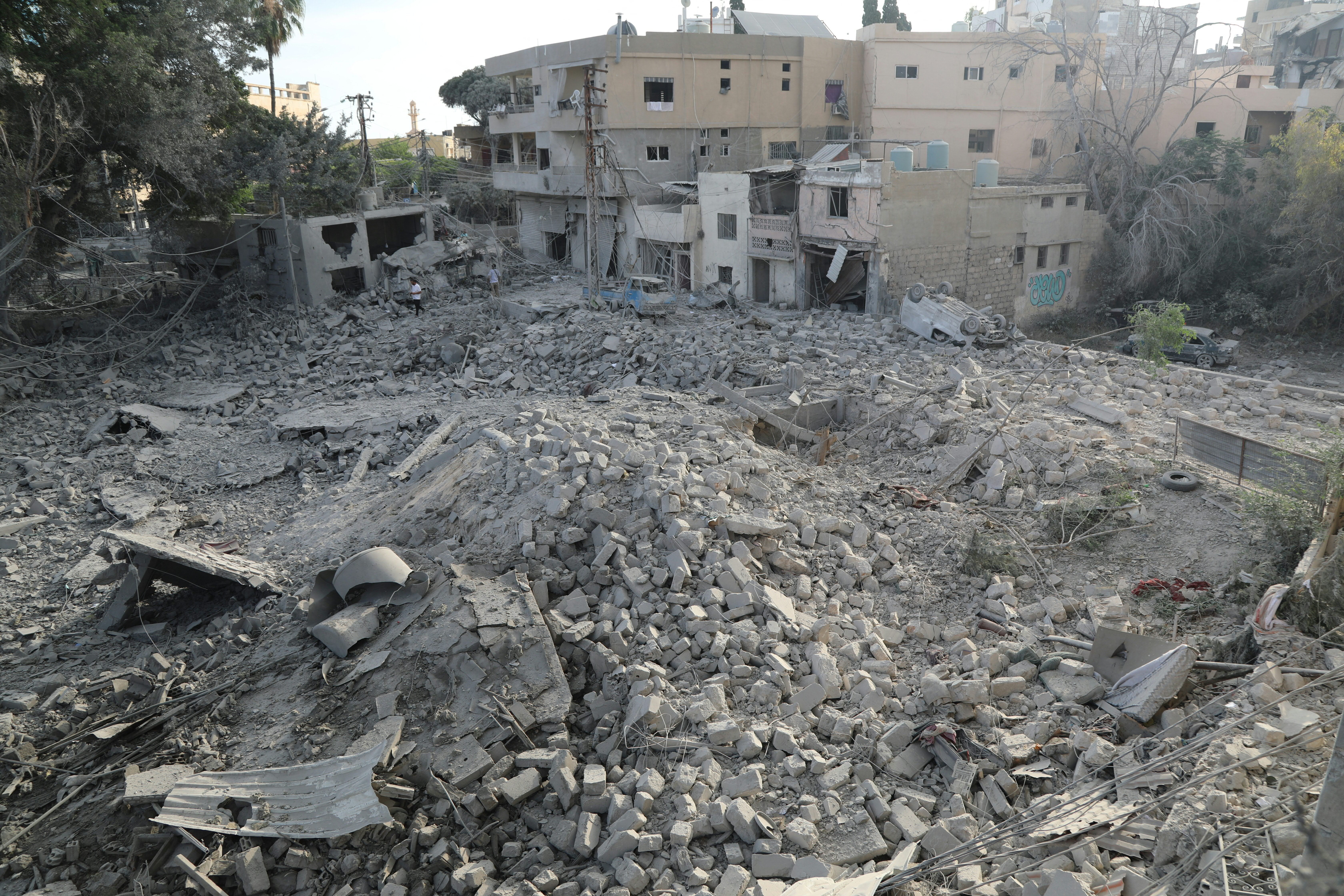 The site of Israeli airstrikes that hit on 7 June 2026, near the archaeological site of the Roman baths in the southern Lebanese city of Tyre