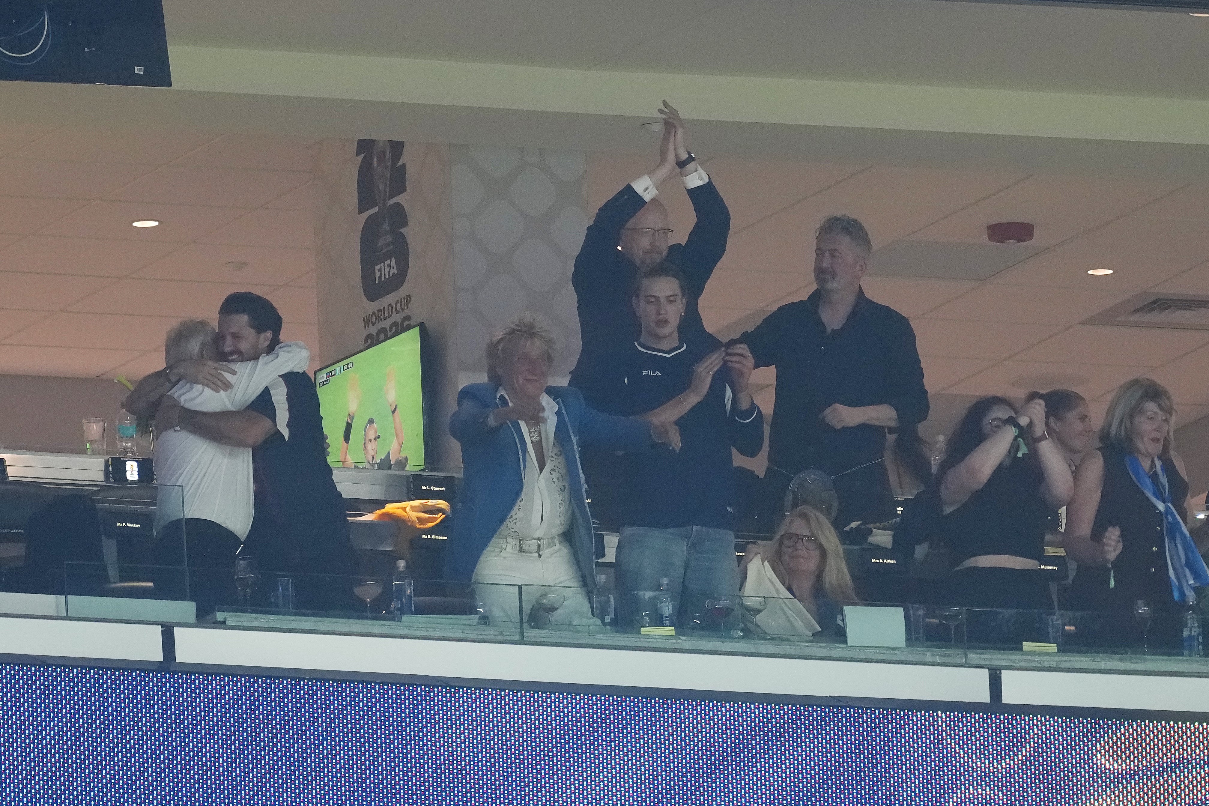 Rod Stewart watched from the stands as Switzerland took on Qatar in the Fifa World Cup 2026 (PA)