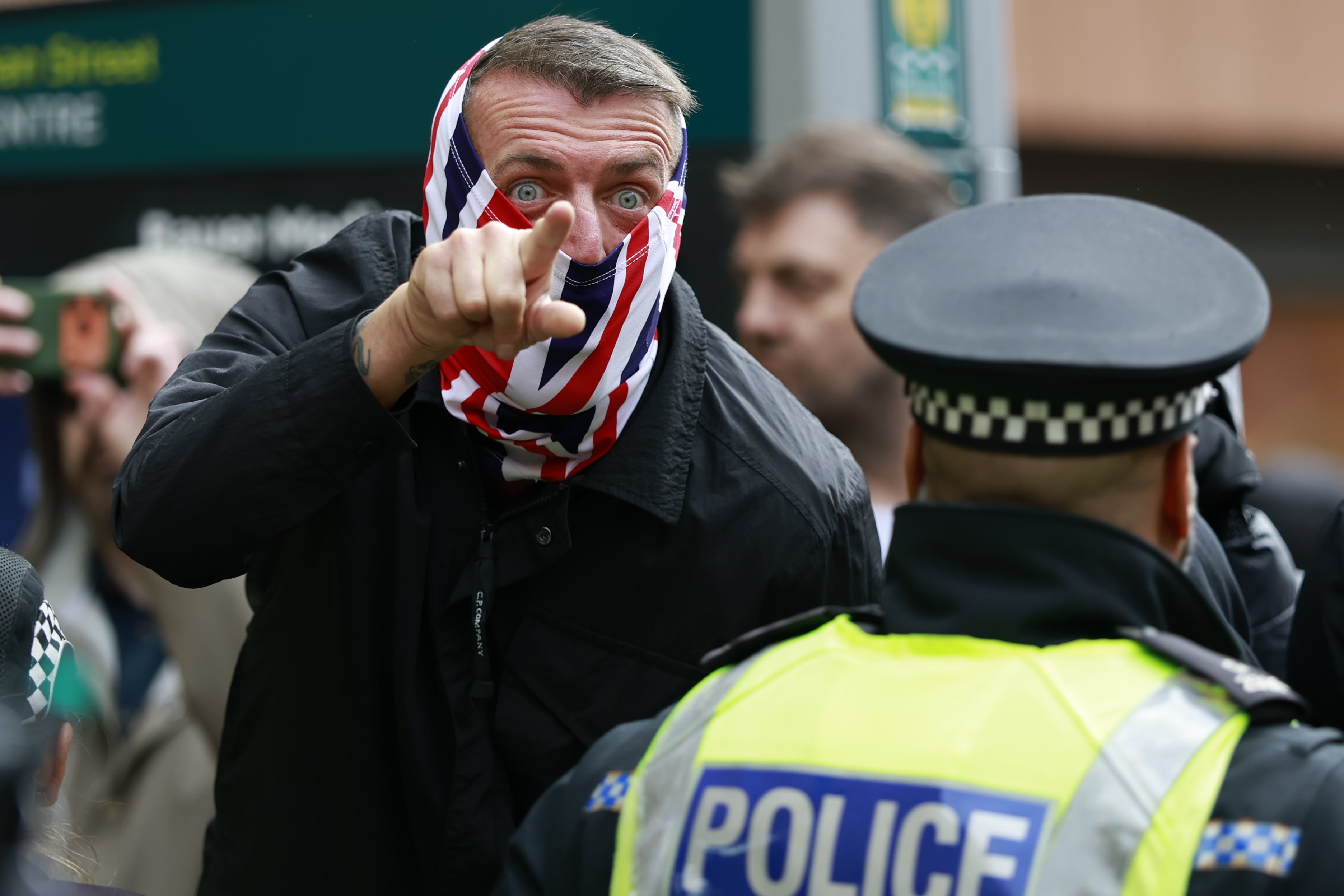 An anti-immigration protest in Glasgow, sparked by Nowak’s murder (Getty)