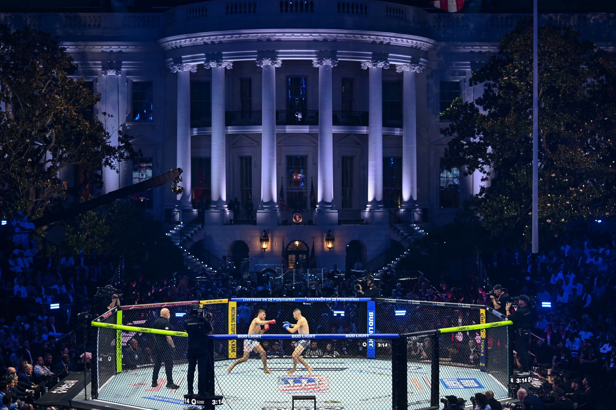 The White House hosted the very first UFC Freedom 250 event Sunday night on the South Lawn (AFP via Getty Images)