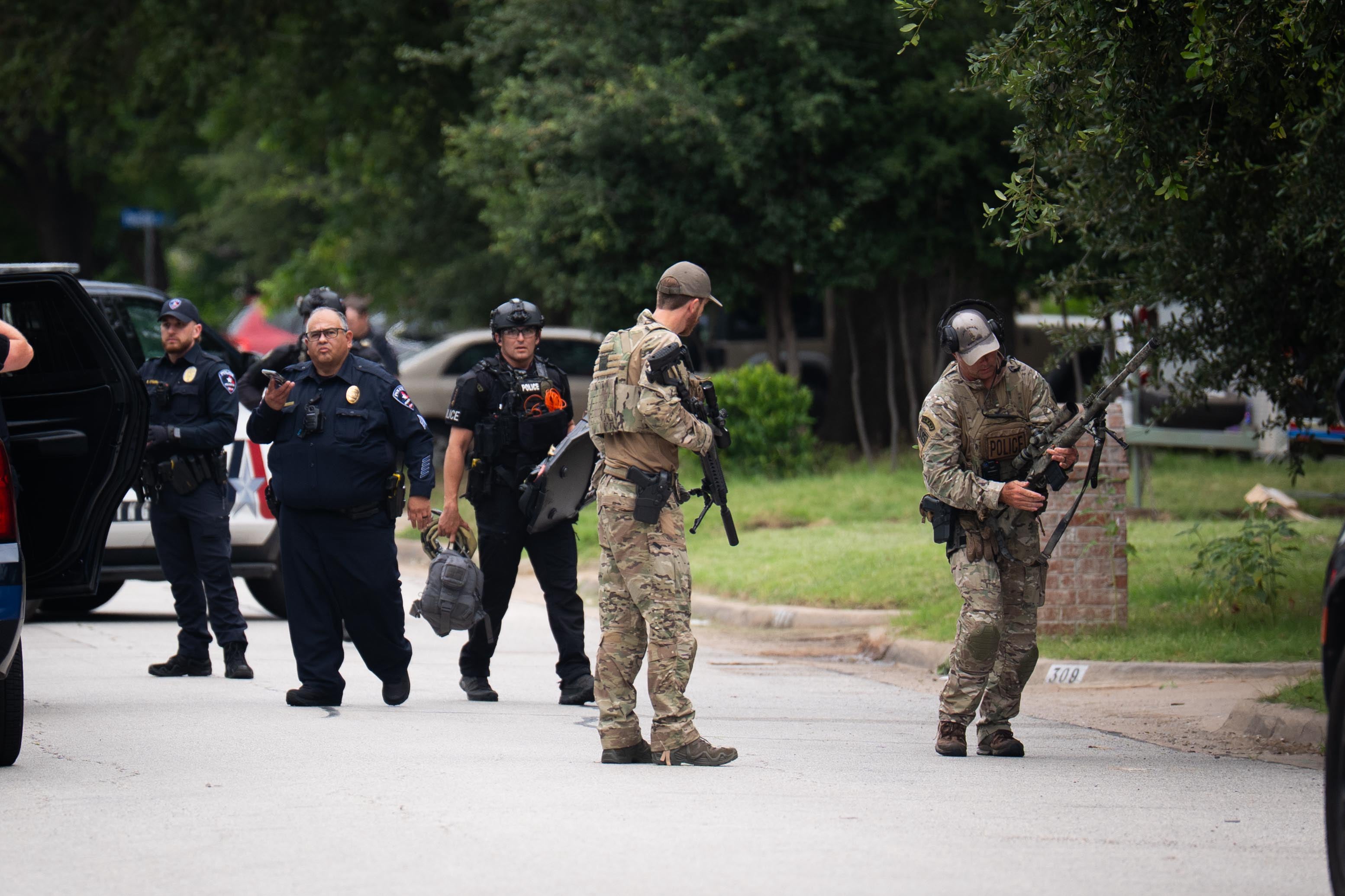 An officer at the scene described the alleged incident as “pretty serious”, with a weapon brandished by a suspect