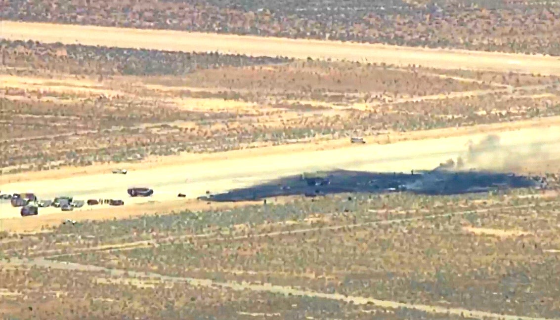 B-52 bomber crashes along runway near Edwards Air Force Base in California