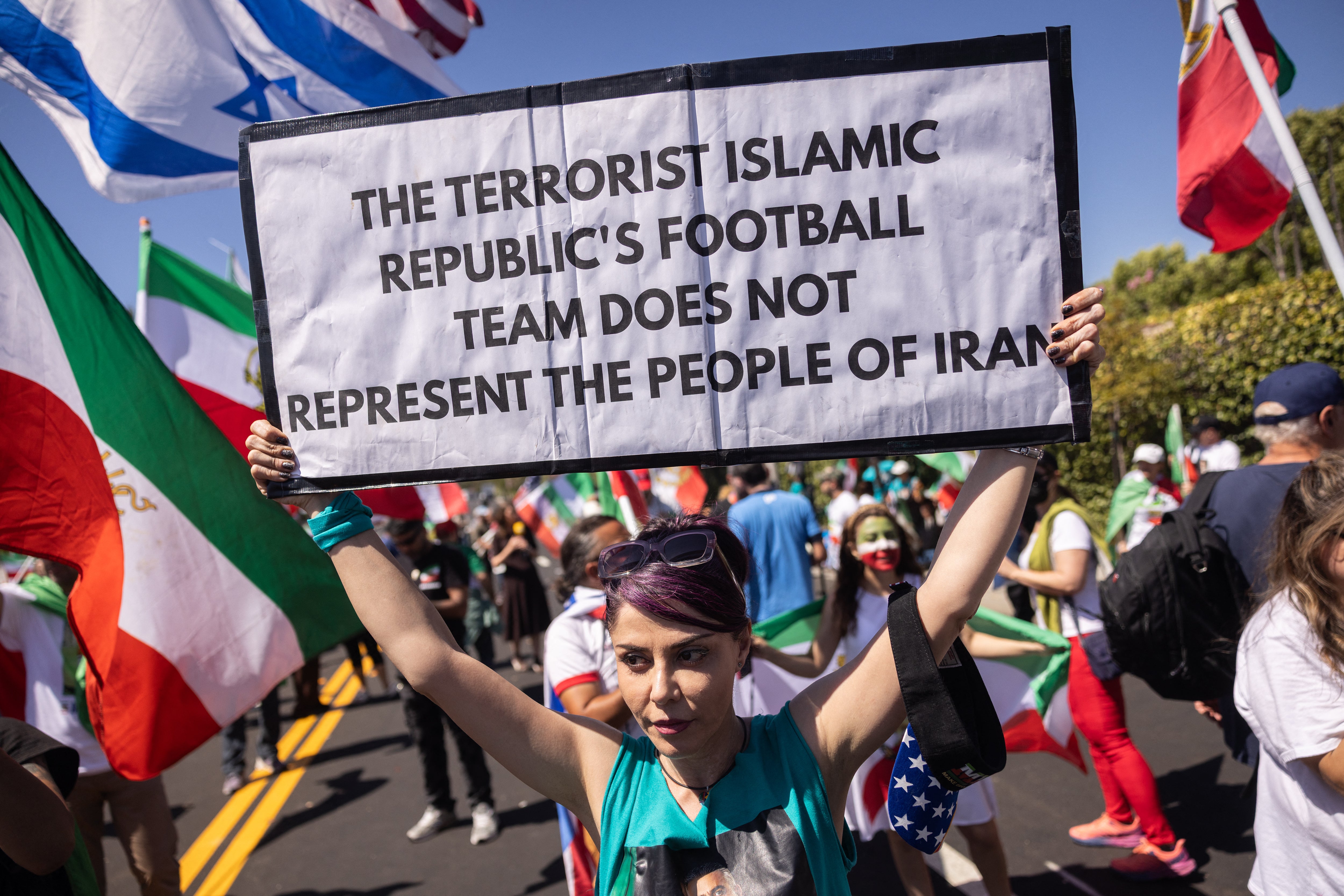 Protests against the Iranian government were held before Iran’s match against New Zealand