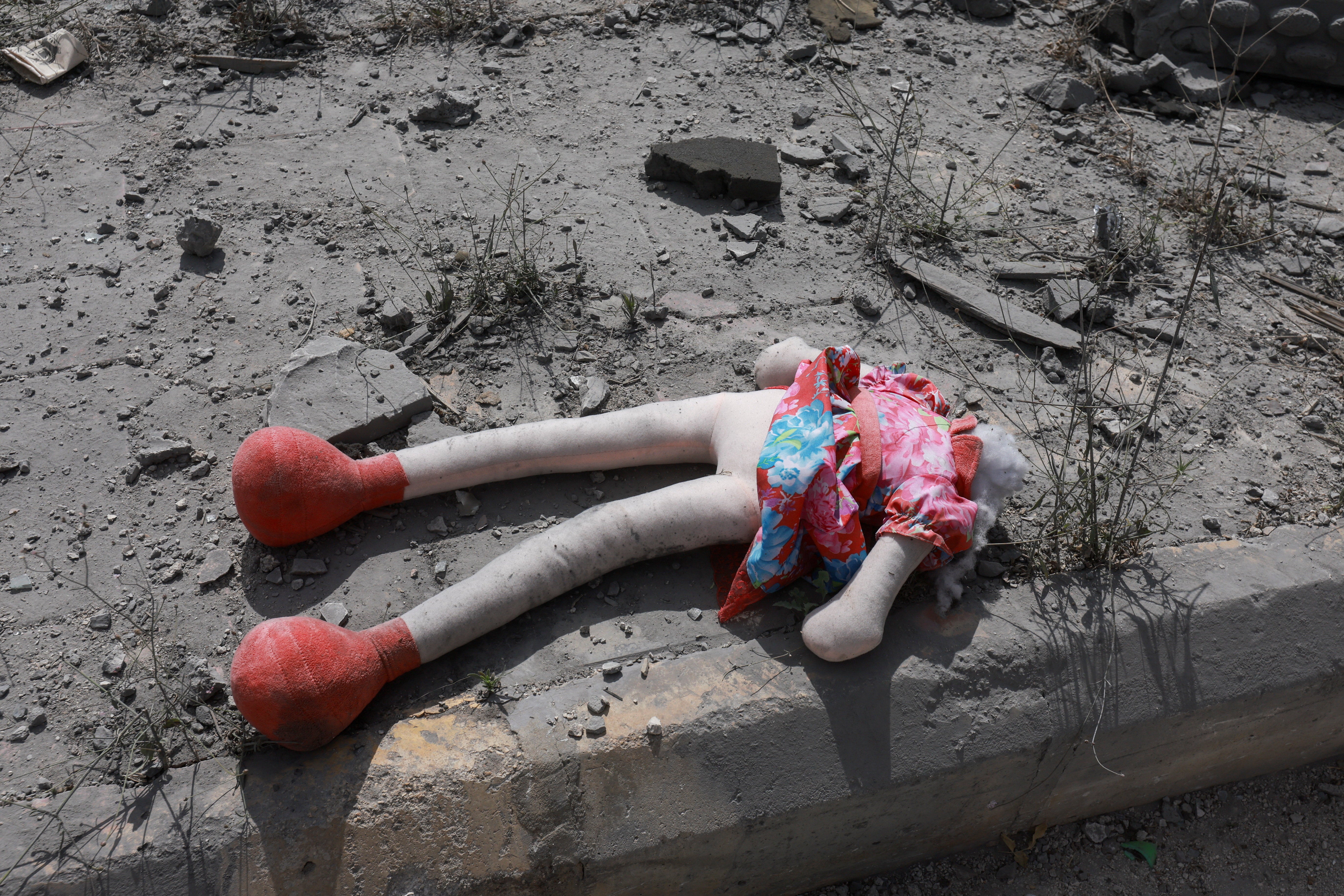 Remains of a toy lie amid destroyed buildings in Deir Qanoun al-Nahr, Tyre district, southern Lebanon,  June 15 (Reuters)