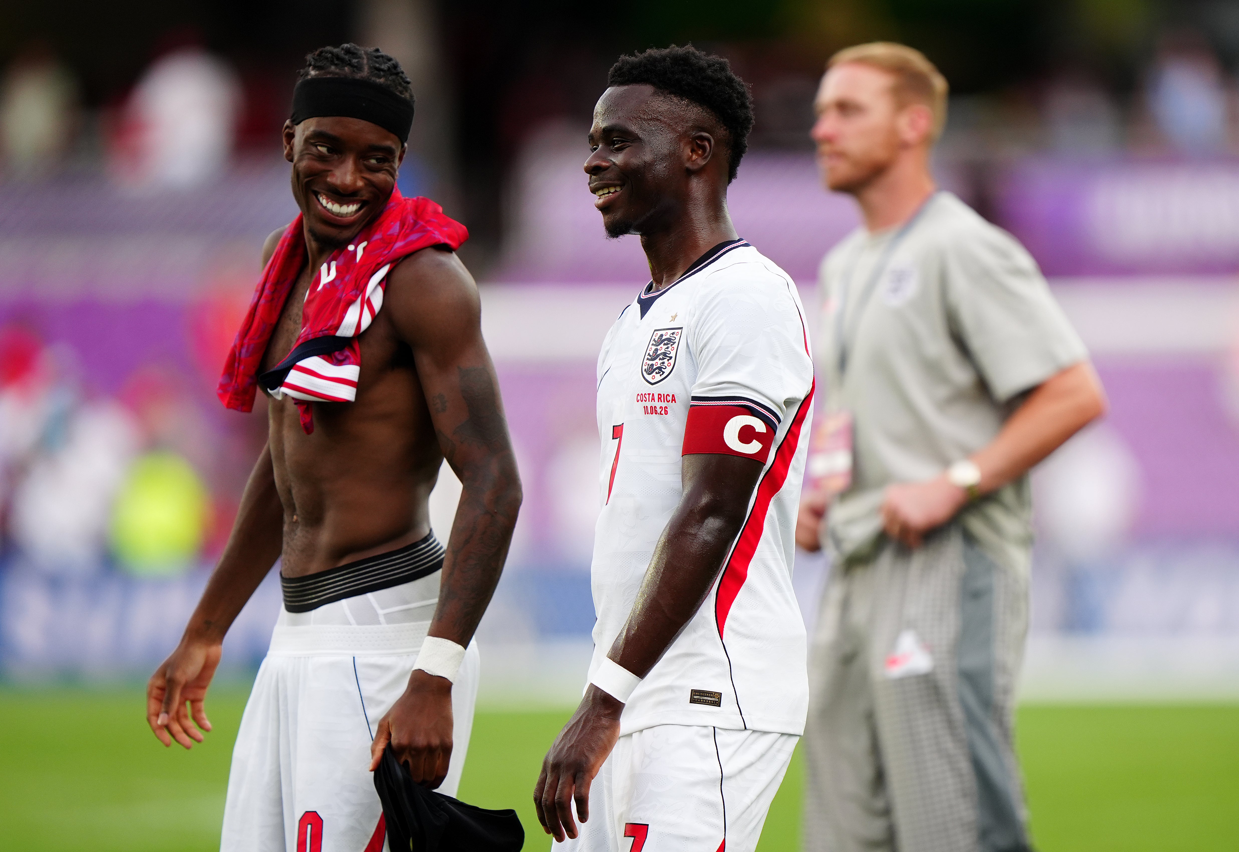Noni Madueke (left) and Bukayo Saka are both viable options on the wing for England