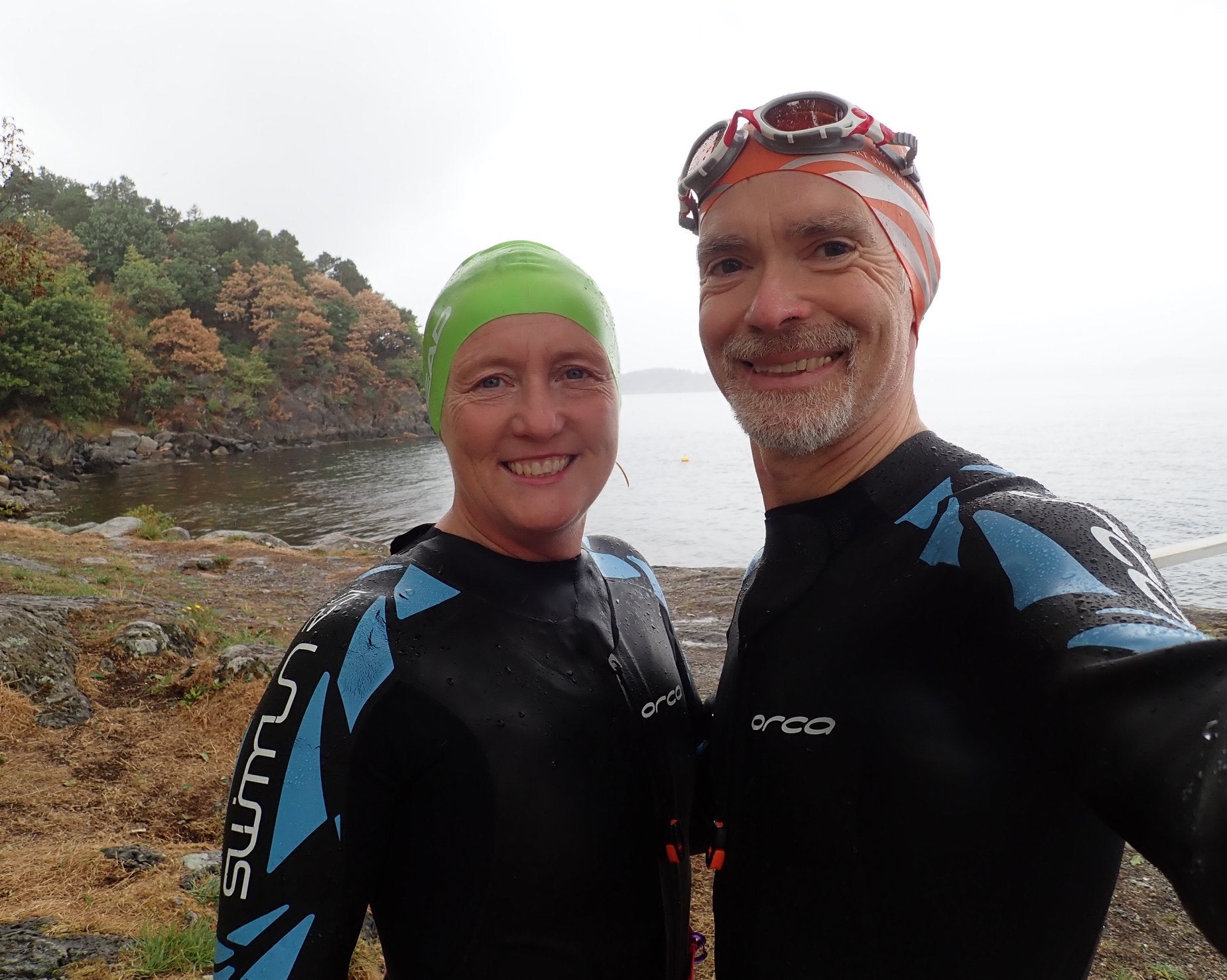 Bill and Chrstina after a swim-run
