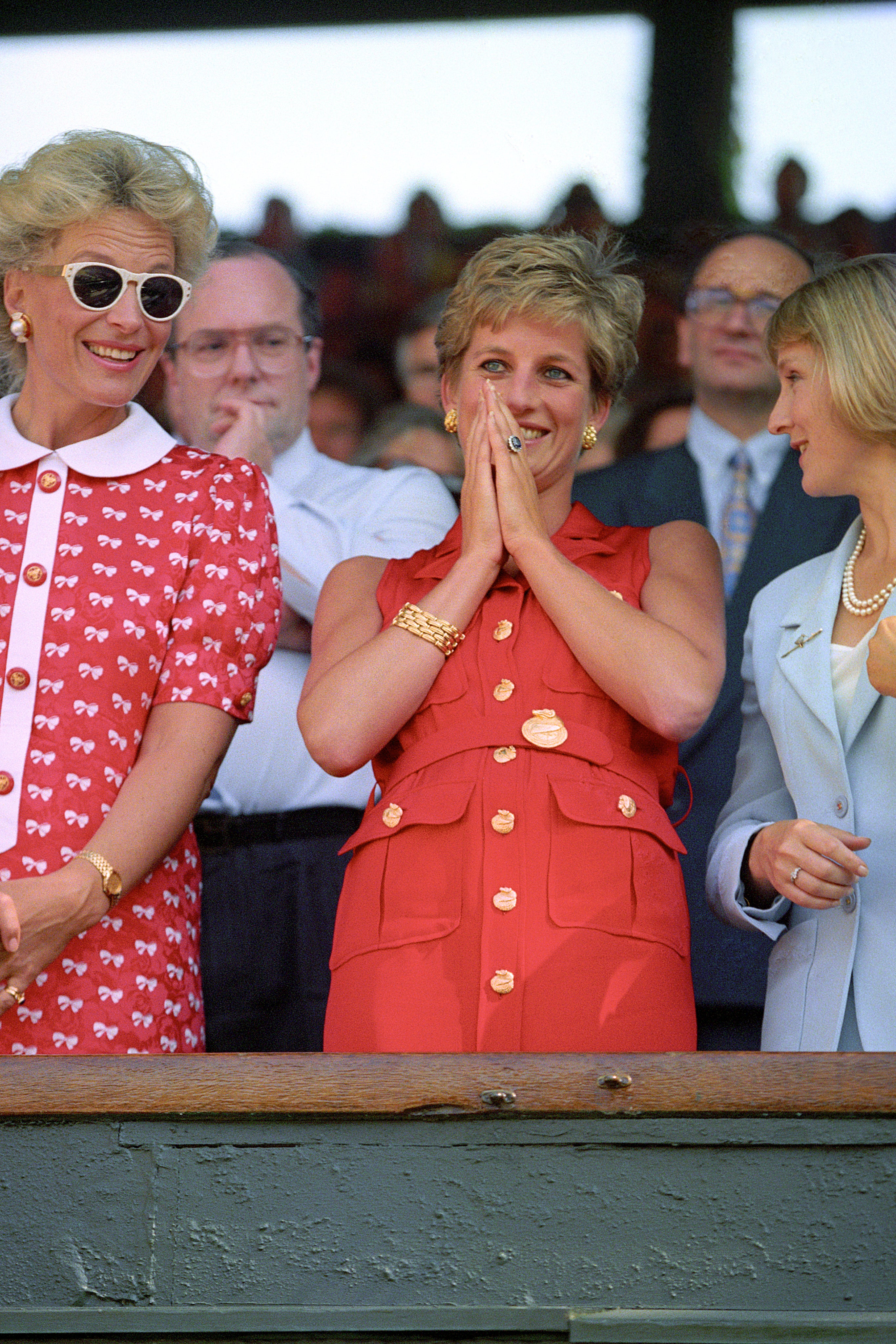 Diana wore red and gold for the 1994 Wimbledon men’s singles final (Neil Munns/PA)