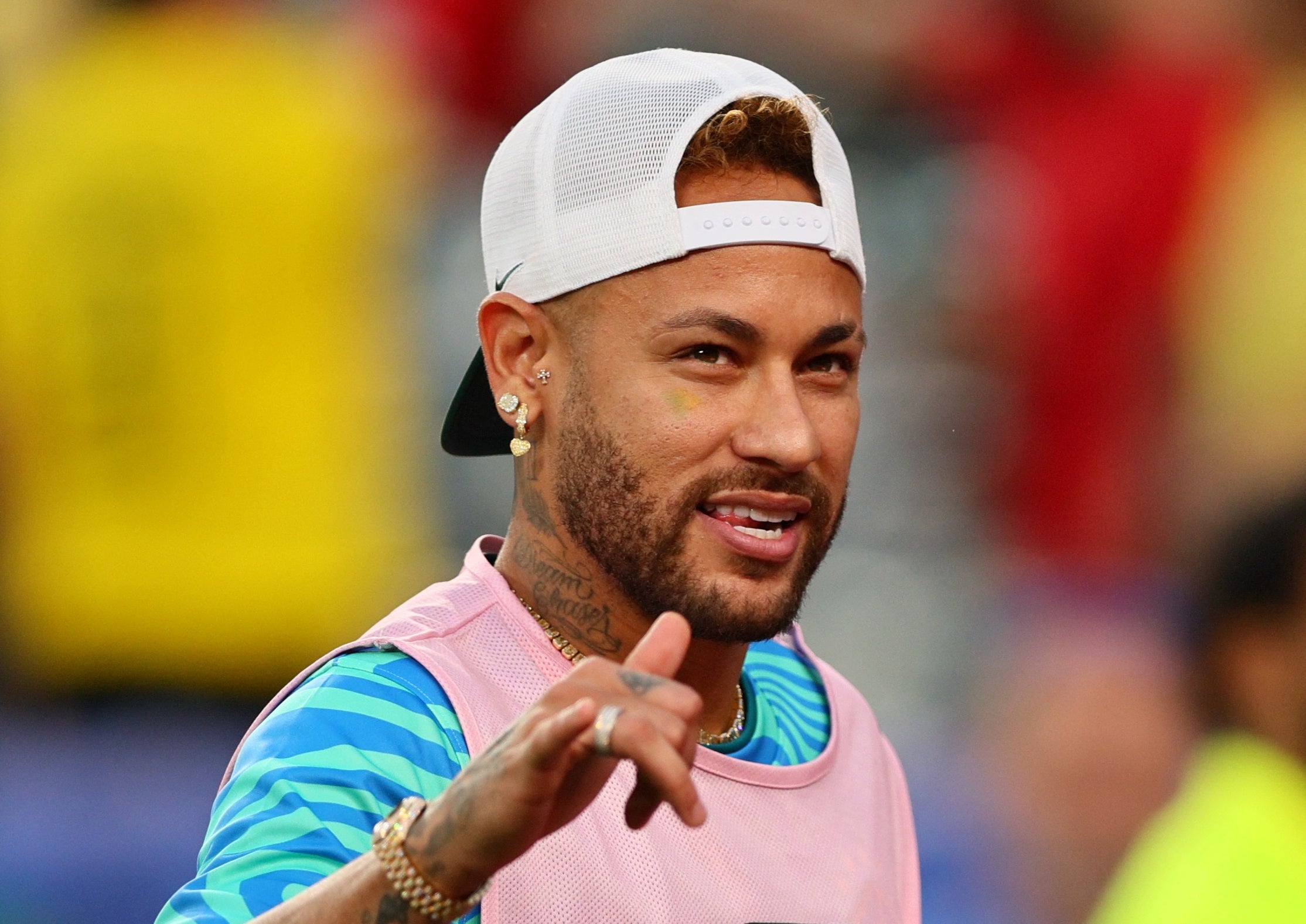 Neymar was with the team for Brazil’s opener despite not being able to play