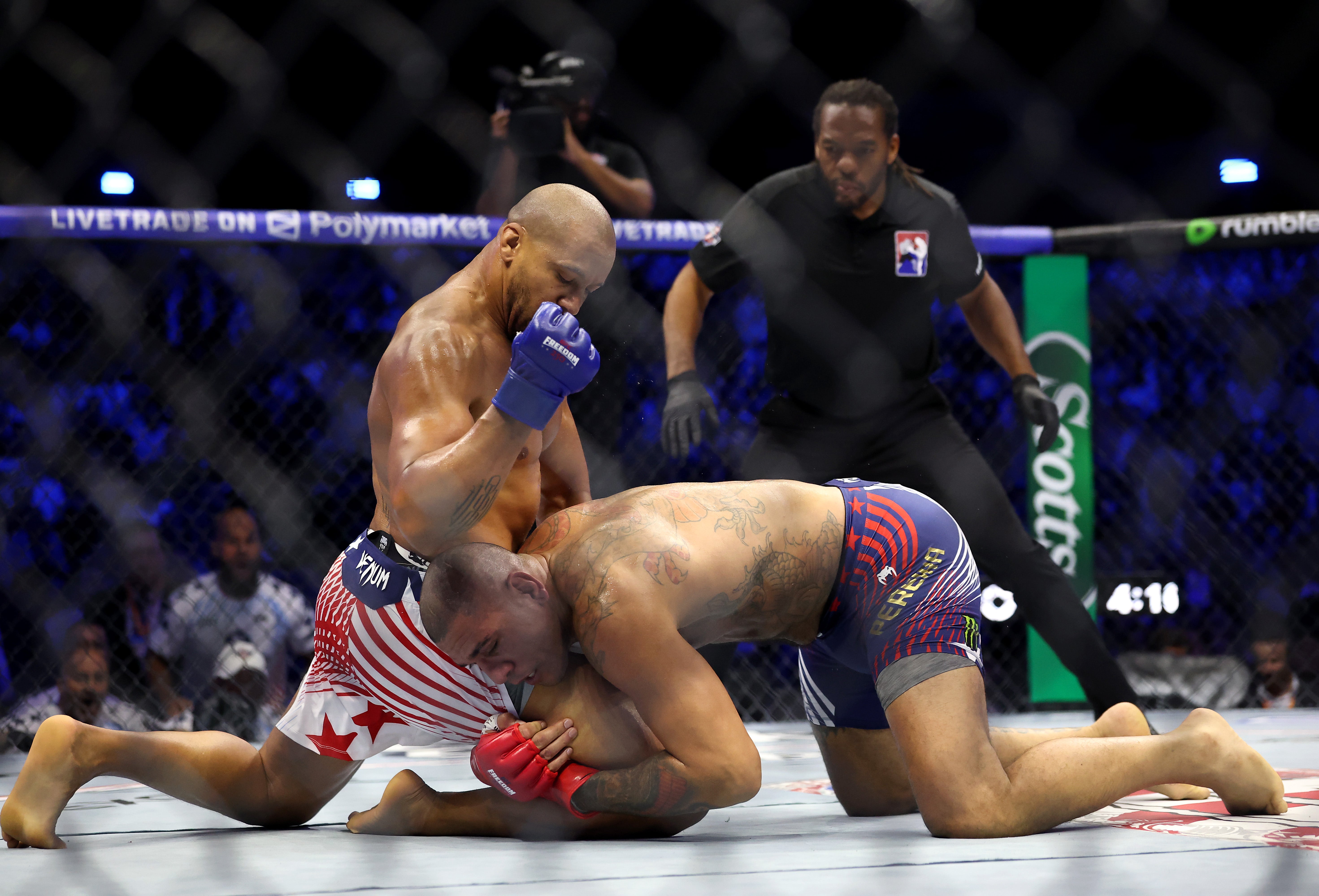 Ciryl Gane landed numerous illegal blows to the back of Alex Pereira’s head