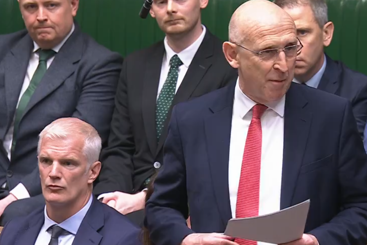 John Healey speaking in the Commons after resigning as defence secretary