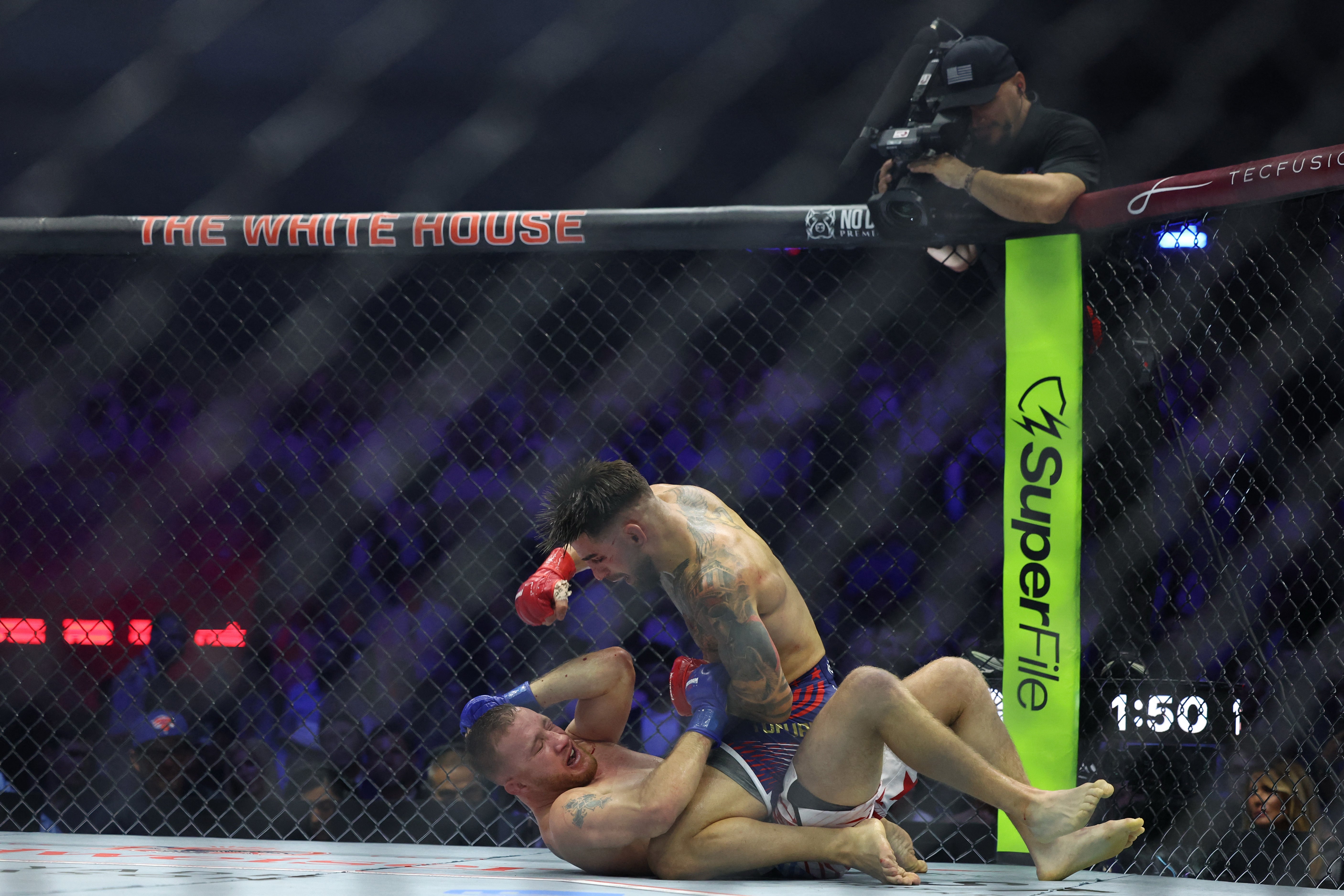 Topuria fought well in stretches, but Gaethje dealt him significantly more damage (Reuters)