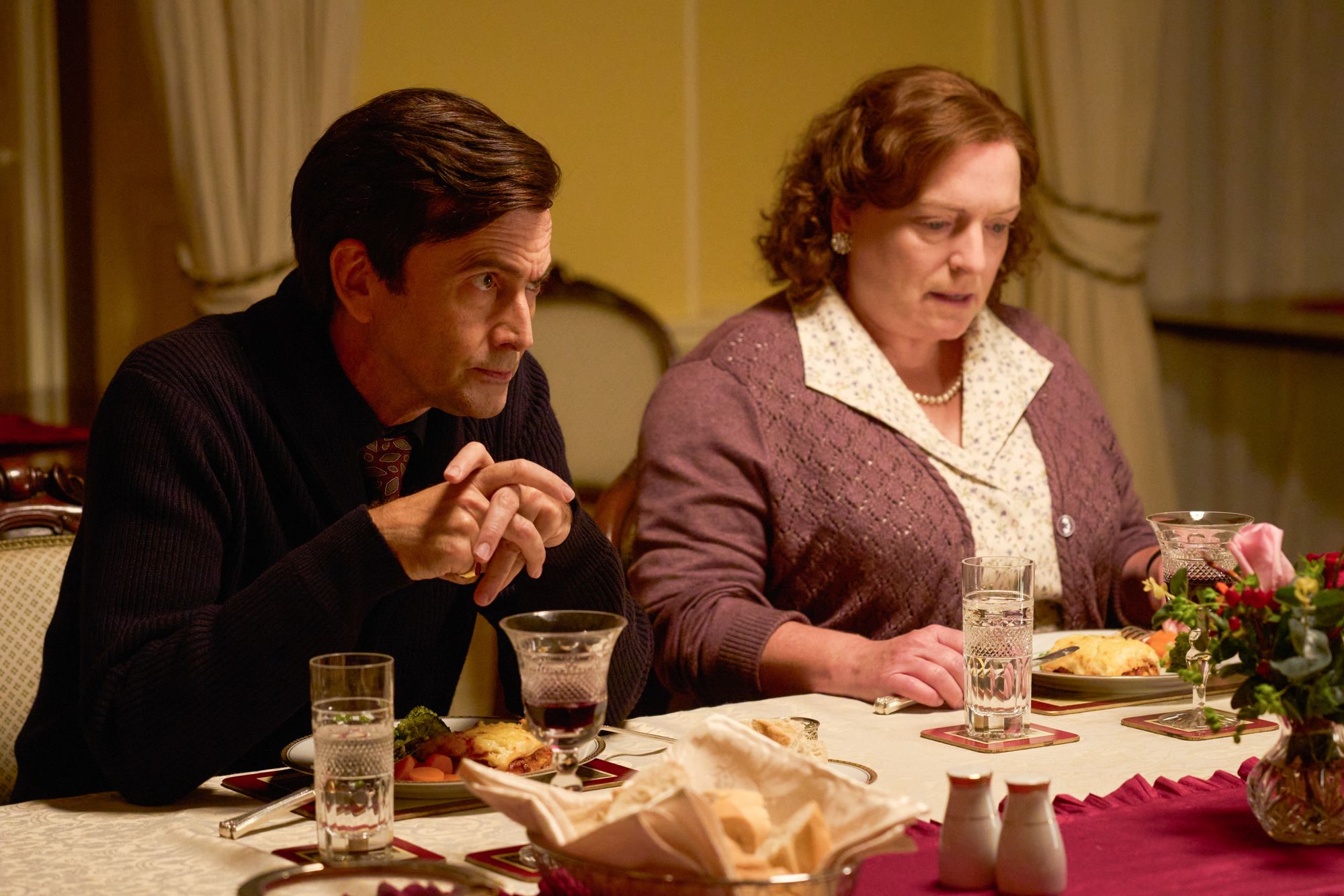David Tennant and Claire Rushbrook in 'Rivals' series two's mid-season finale (Disney)