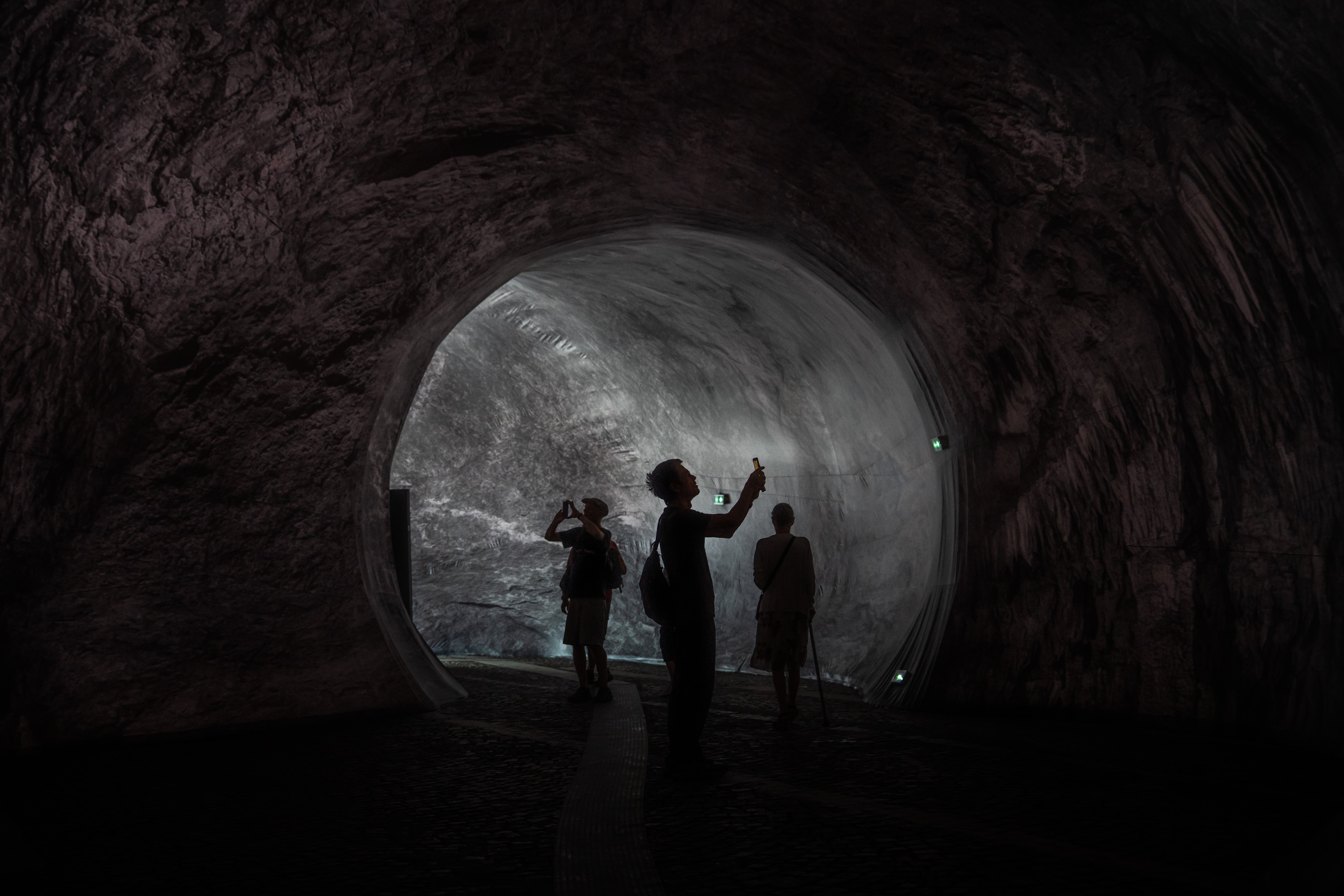 A sound installation by Thomas Bangalter, formerly of the French electronic duo Daft Punk, accompanies the work, filling the cavern with low rumbles, echoes and pulses