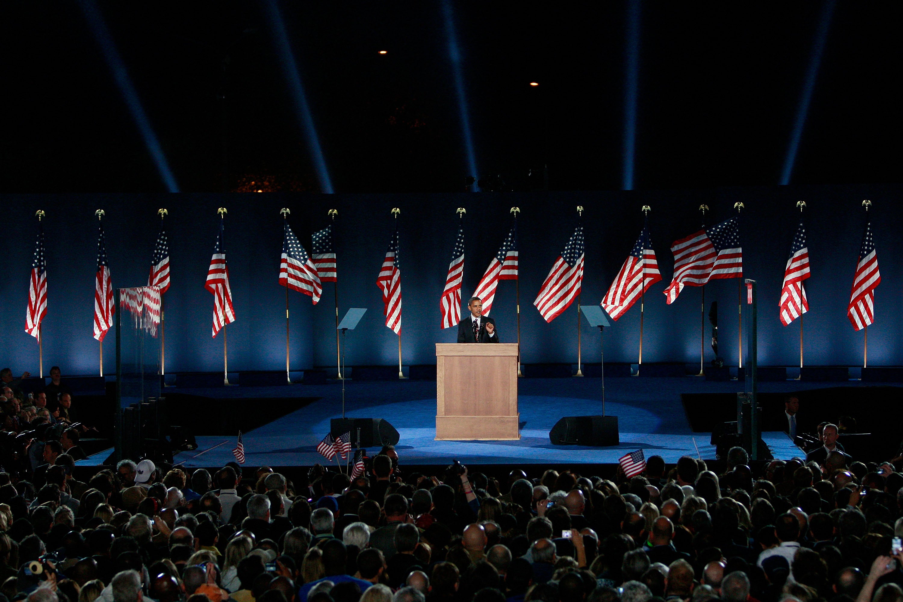 The burning cross was found in Grant Park, where Barack Obama delivered his acceptance speech when he was elected the nation’s first Black president in 2008 (Getty Images)