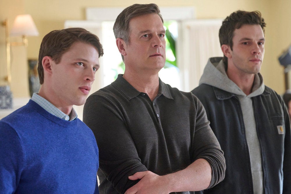 'Line of Fire' is a family drama, starring (L-R) Taylor Bloom, Peter Krause and Tommy O'Brien (Scott Gries/NBC)