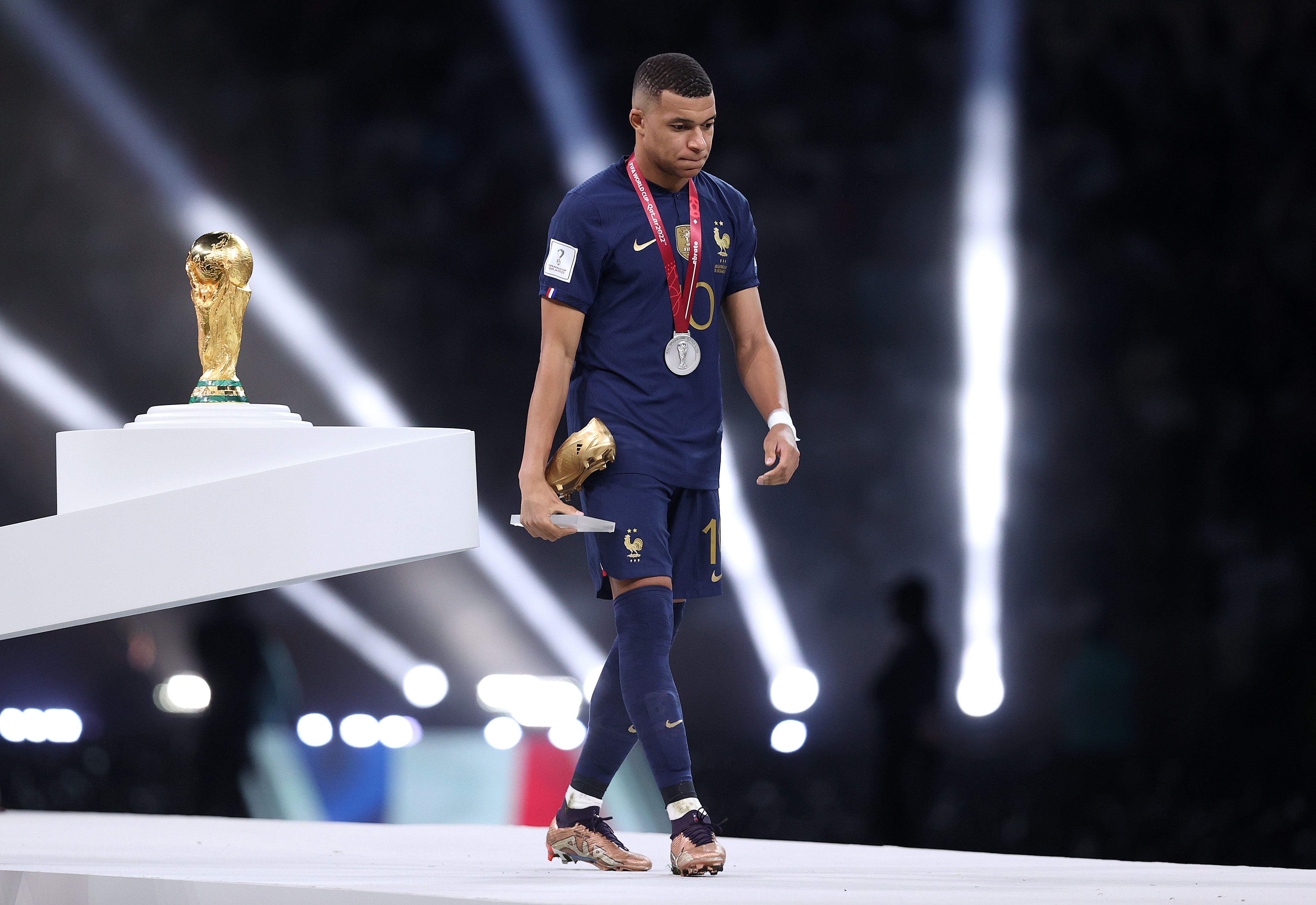 Mbappe won the Golden Boot in the 2022 World Cup but France lost in the final via a penalty shootout against Argentina