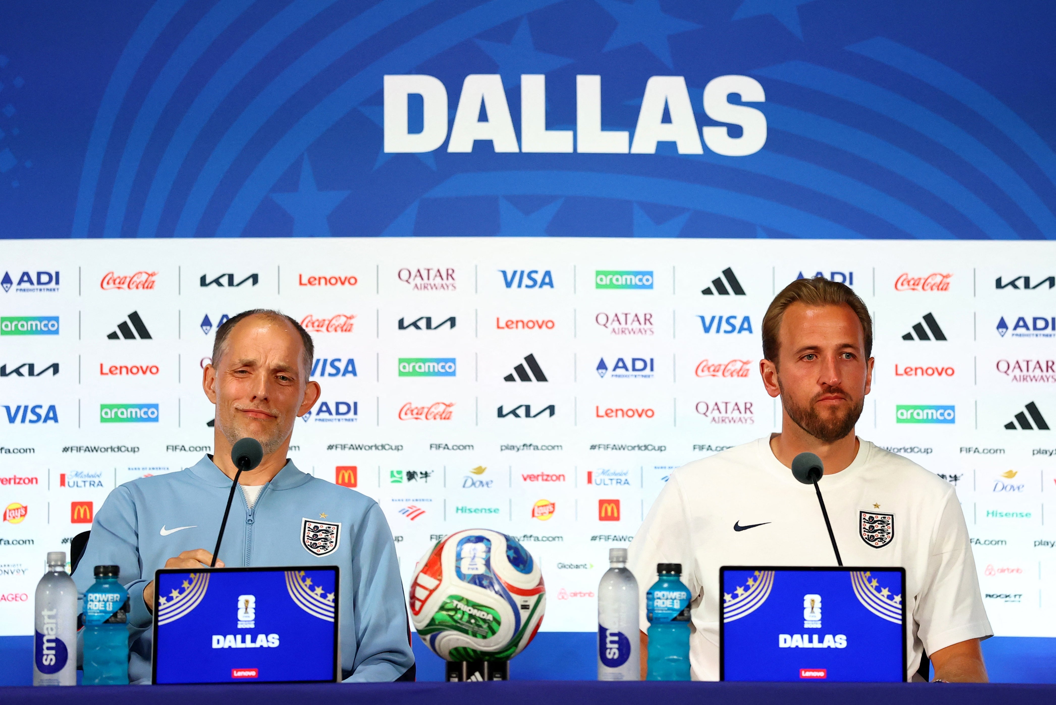Thomas Tuchel and Harry Kane speak to the media before England's opening game