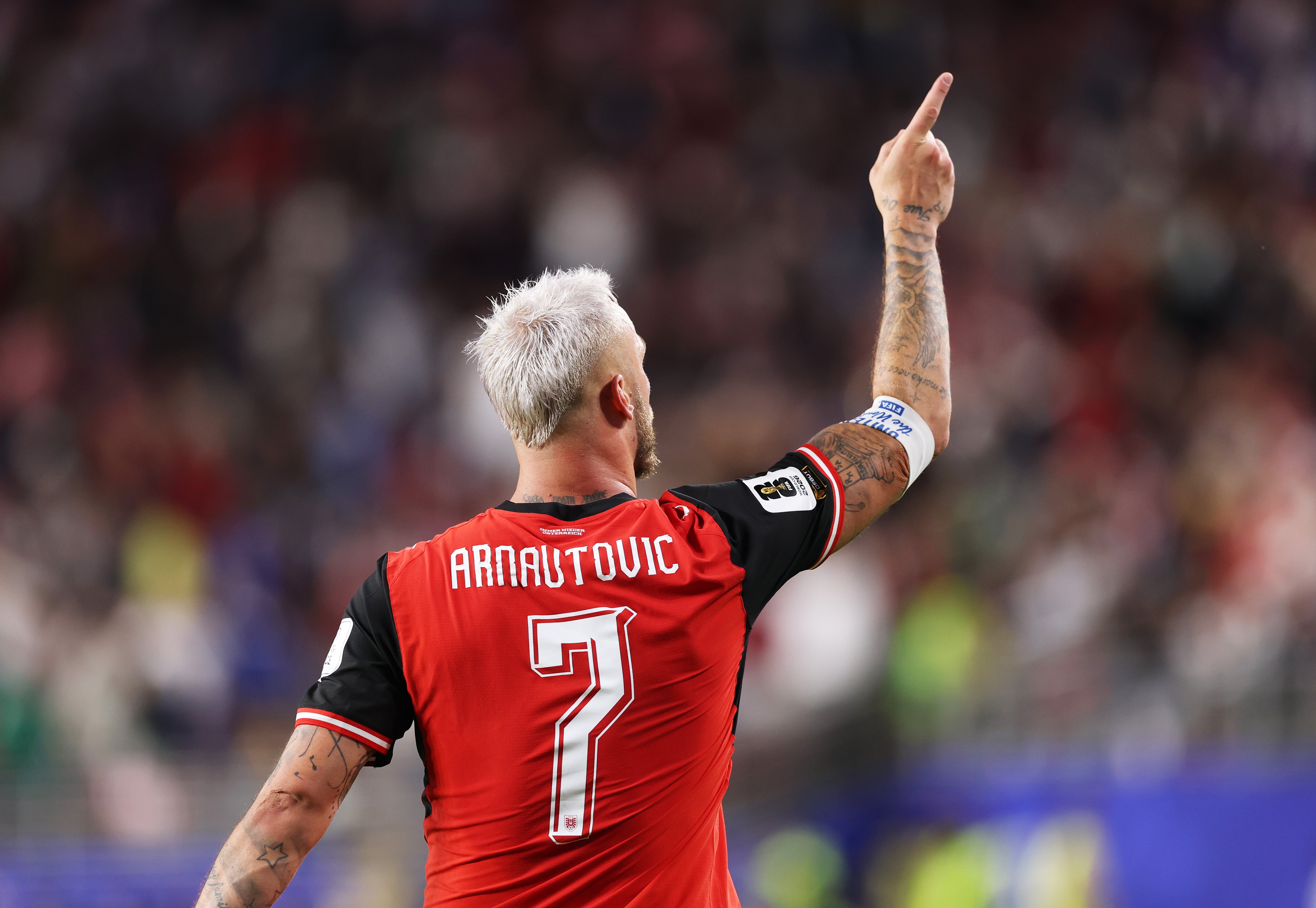 Arnautovic celebrates scoring his team's third goal